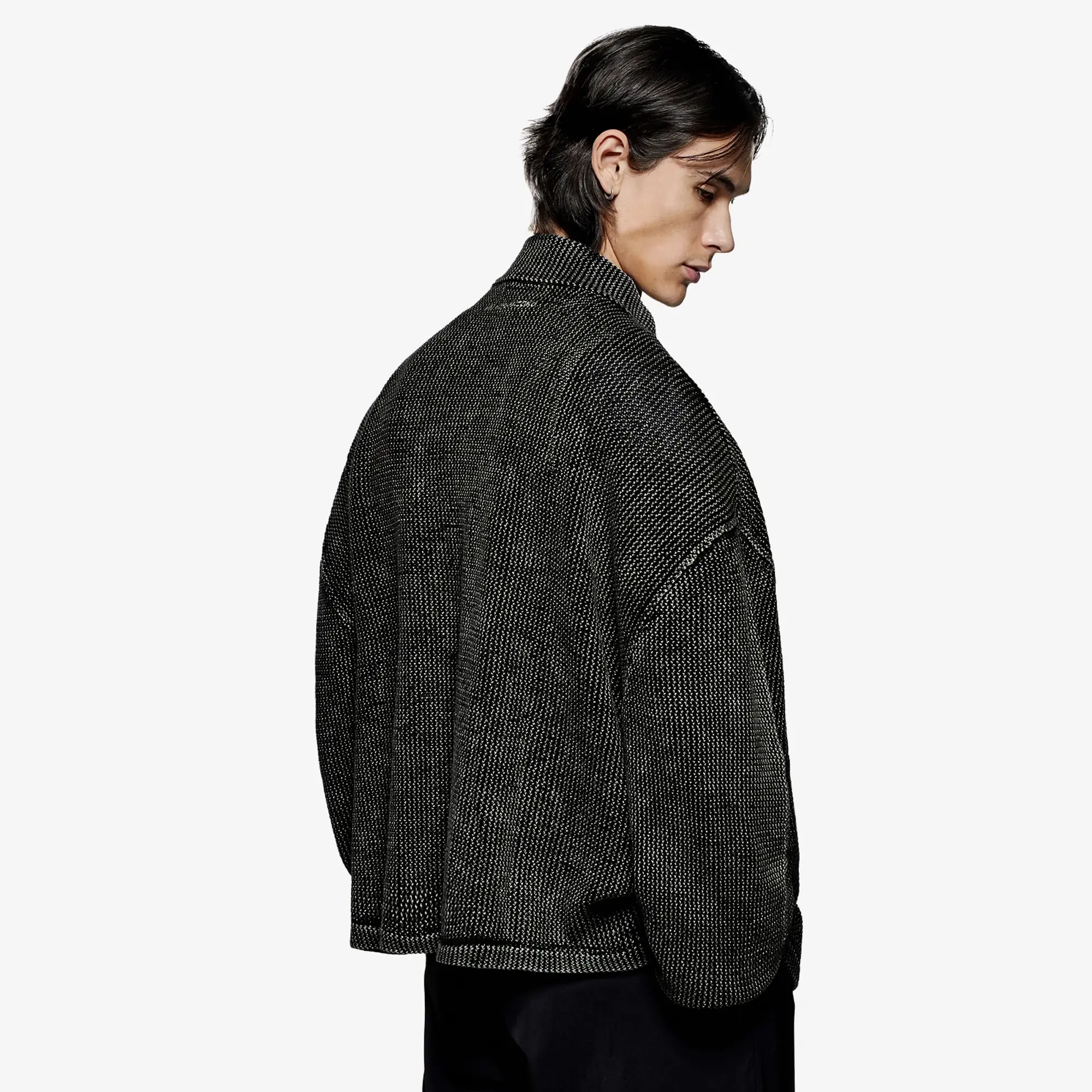MKI Men's Pigment Dyed Loose Gauge Track Jacket Pigment Black
