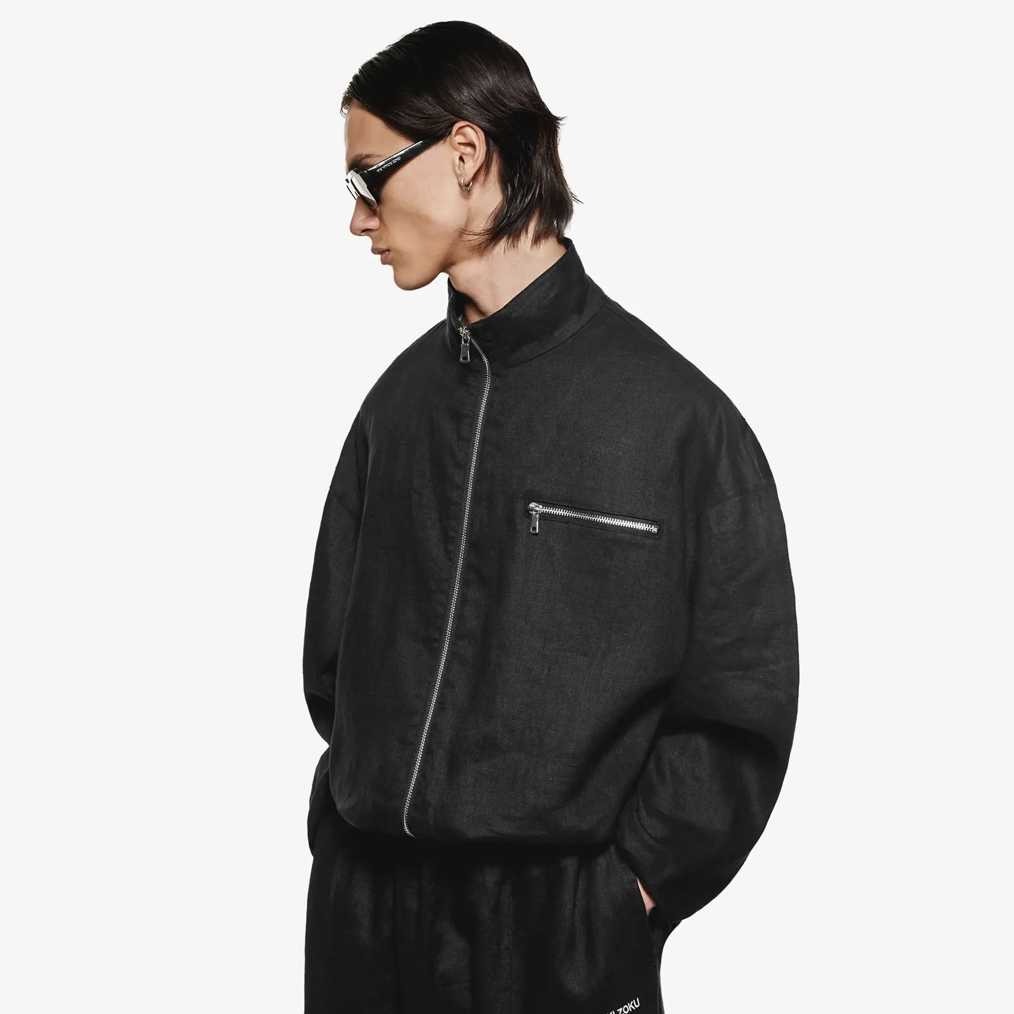 MKI Men's Linen Track Jacket Black