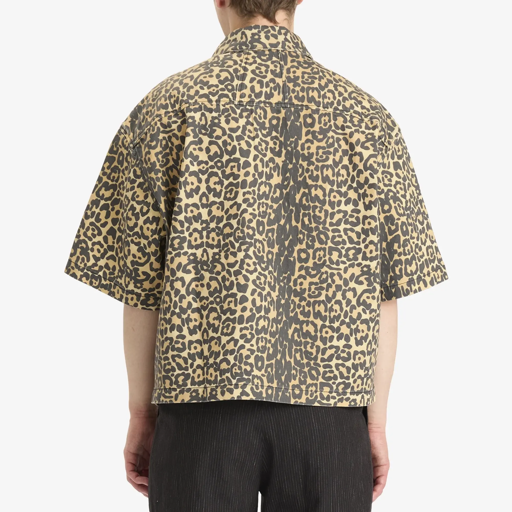Rhude Men's Leopard Short Sleeve Shirt Black/Tan