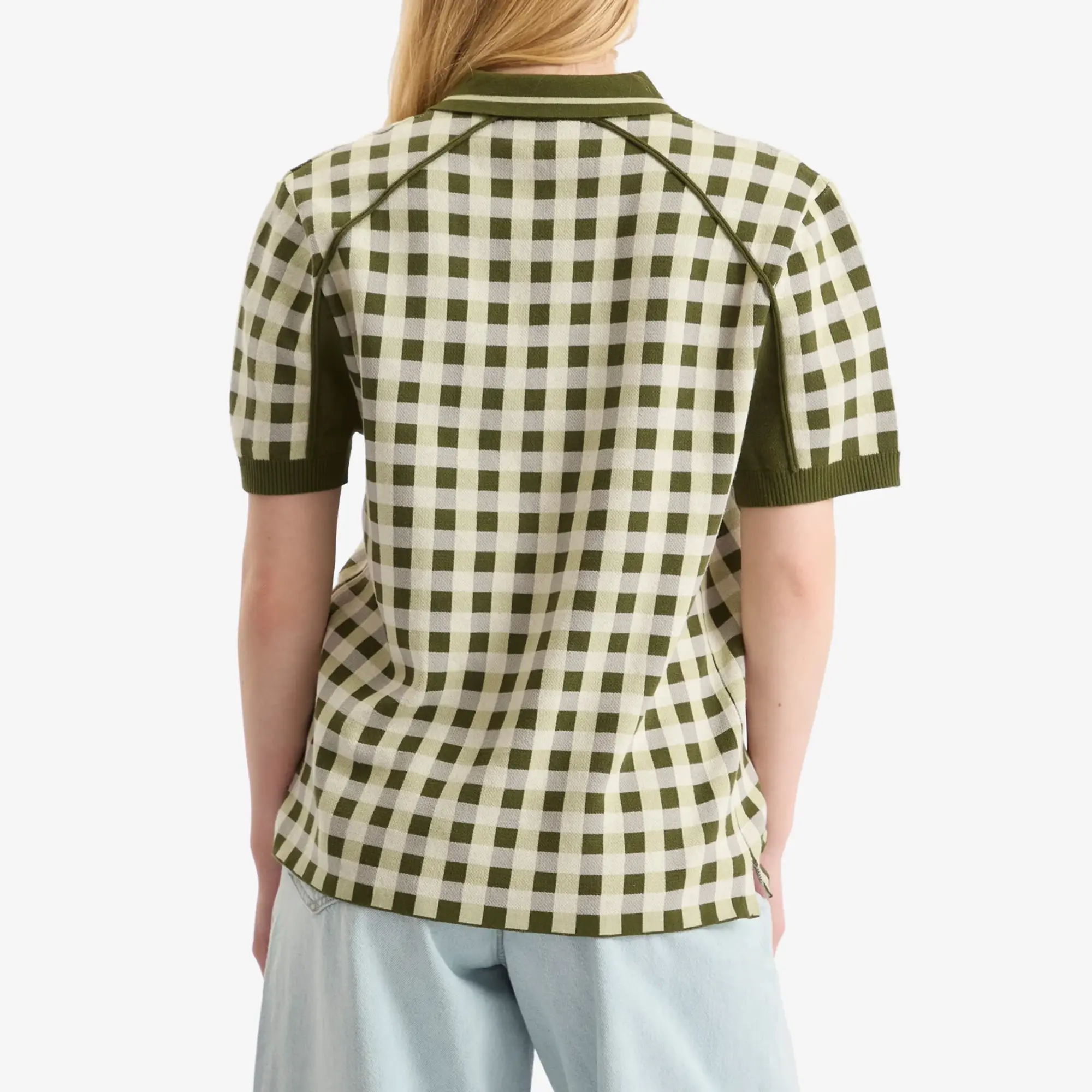House Of Sunny Women's Putting Polo Short Sleeve Top Green Check