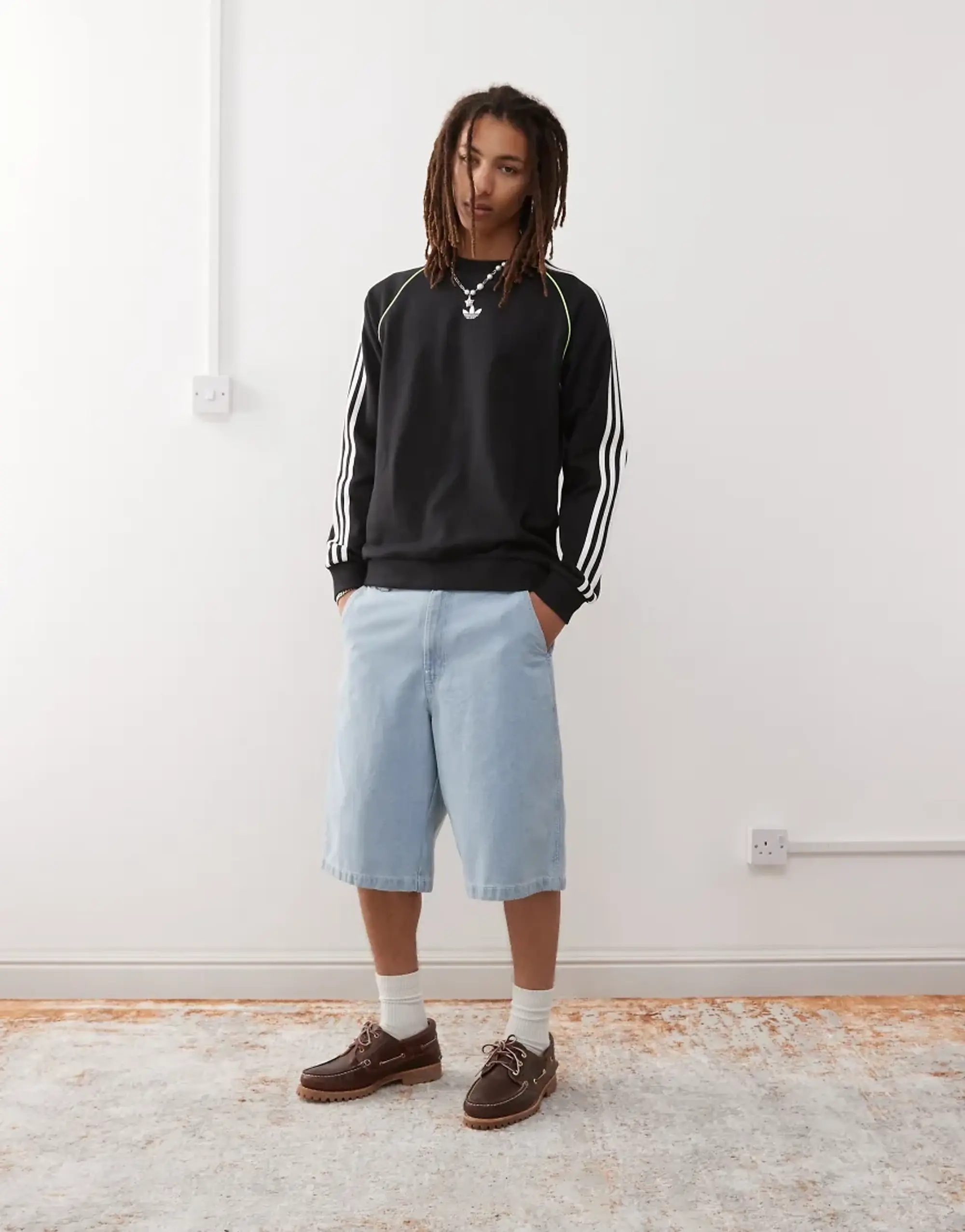 Adidas Originals Adidas Adicolor Piping Crewneck Sweatshirt In Black / White