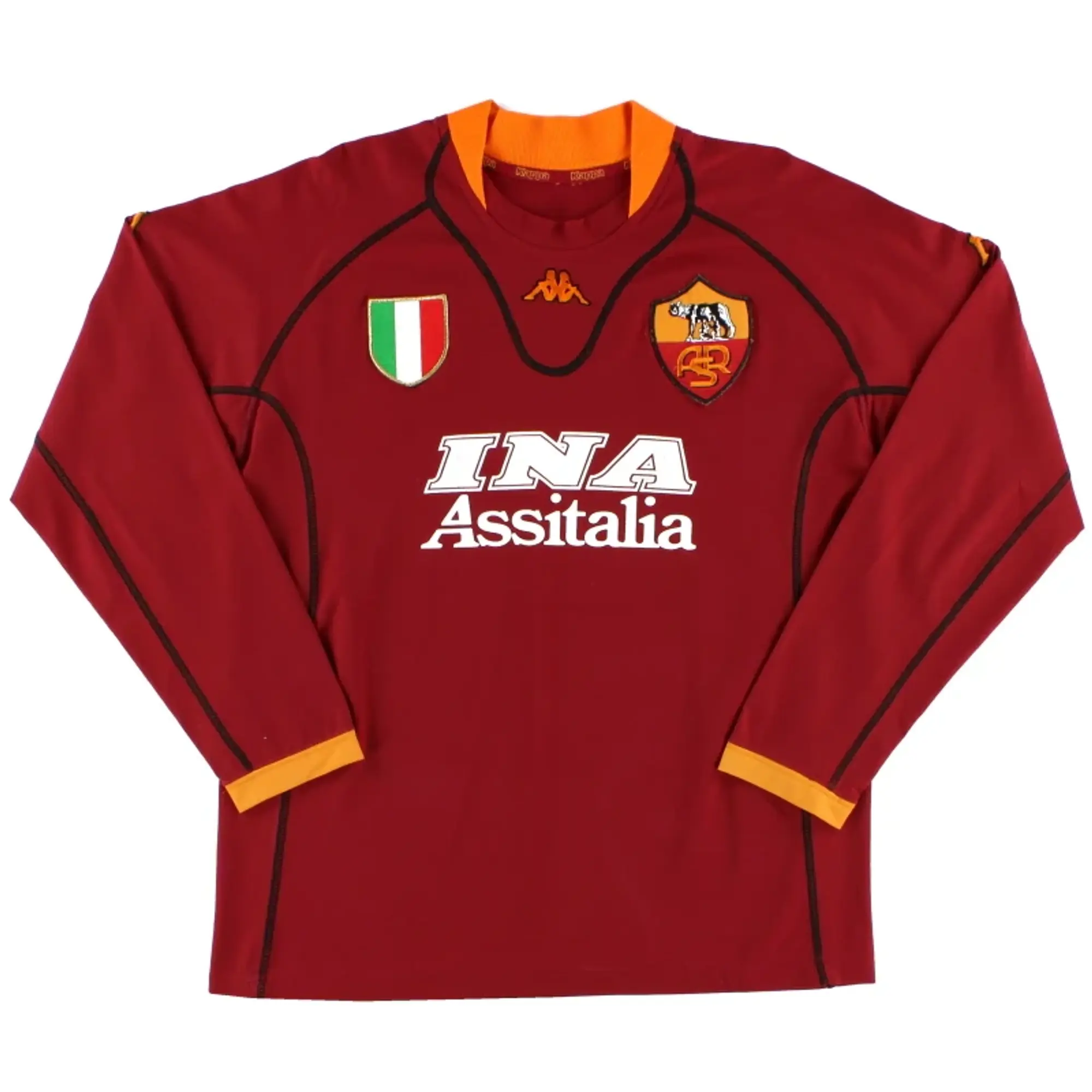 2001-02 Roma Kappa Home Shirt L/S *Mint* XXL - Roma / Mint / XXL