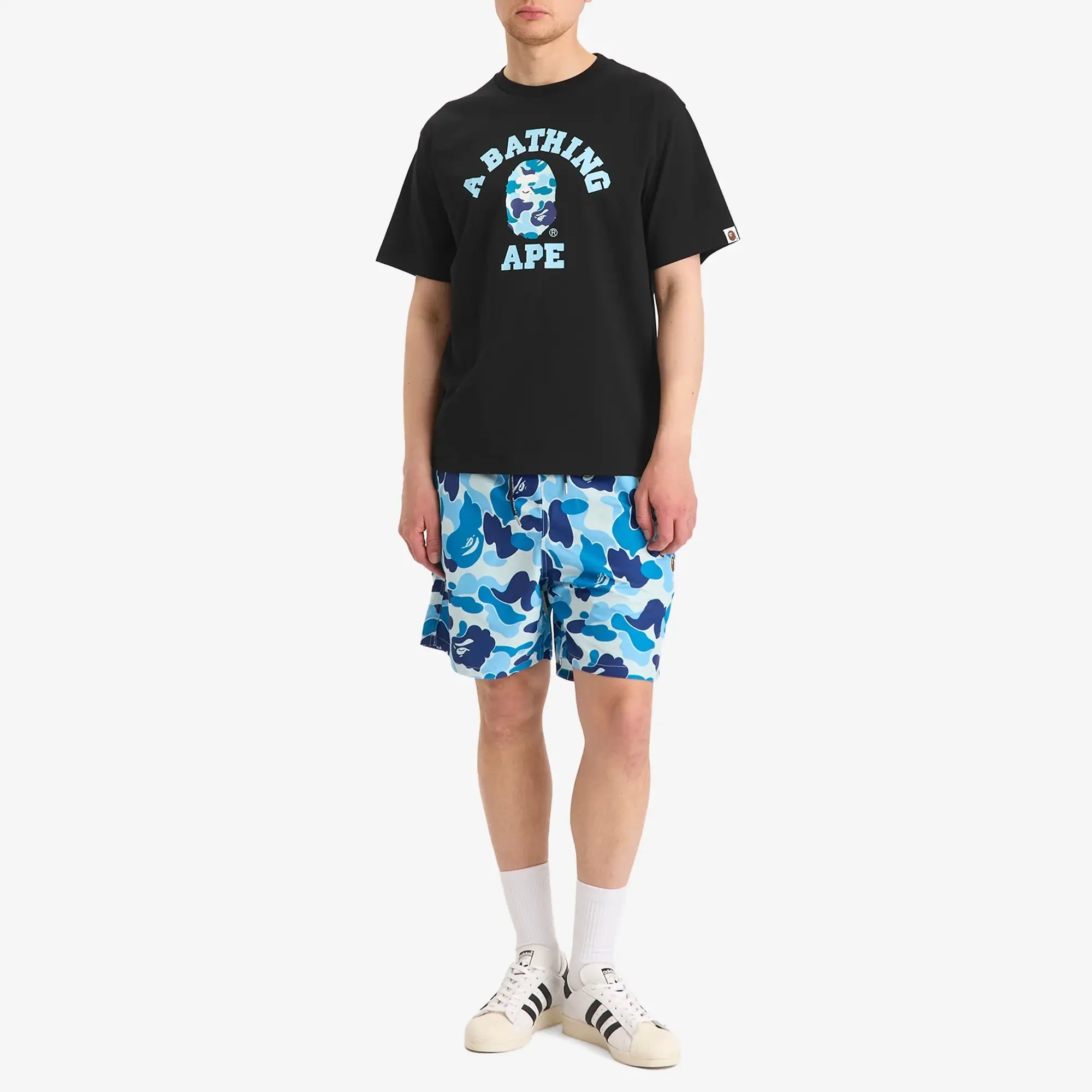 A Bathing Ape Men's Abc Camo College Tee Black X Blue