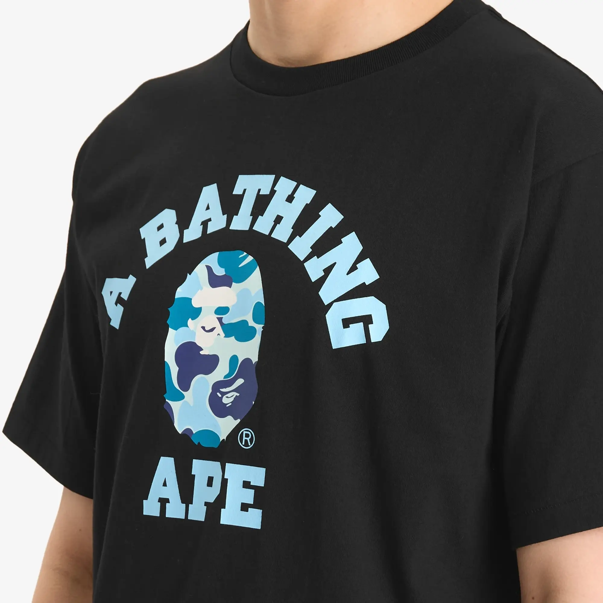 A Bathing Ape Men's Abc Camo College Tee Black X Blue
