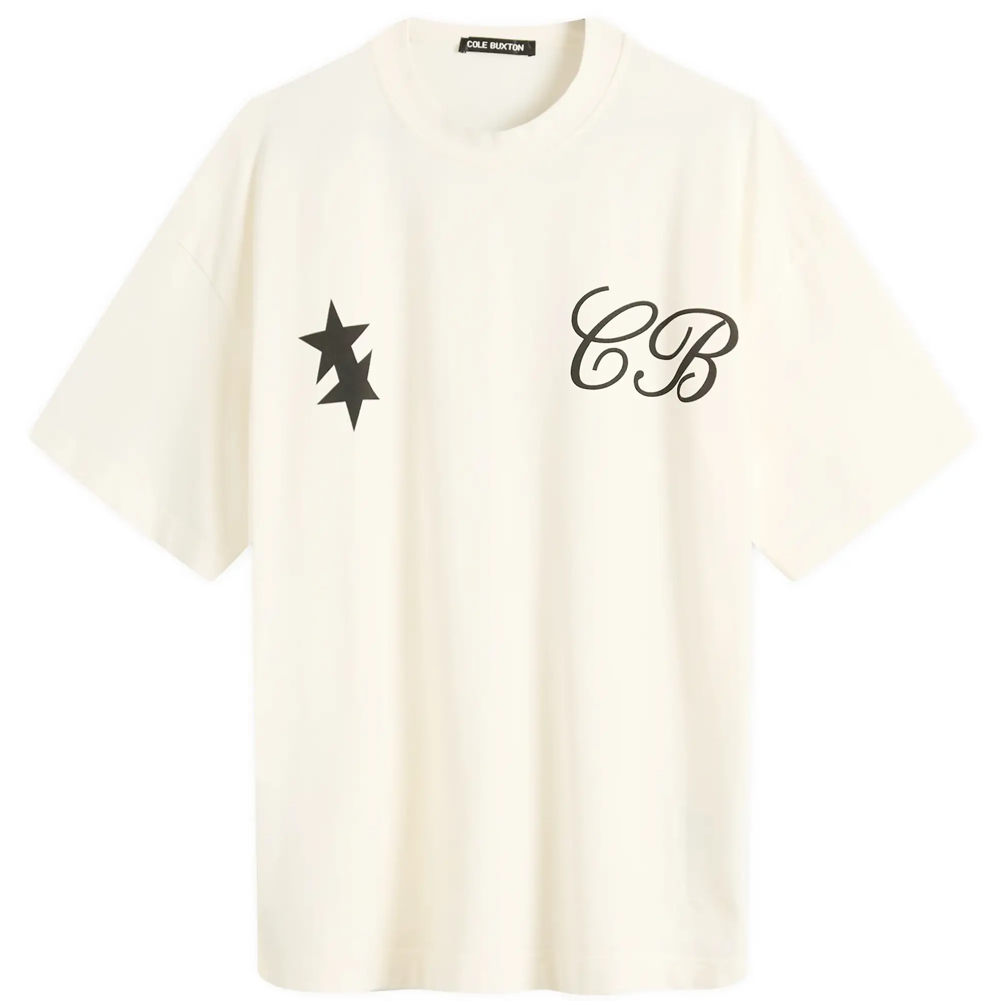 Cole Buxton Men's Cursive 2 Star T-Shirt Vintage White