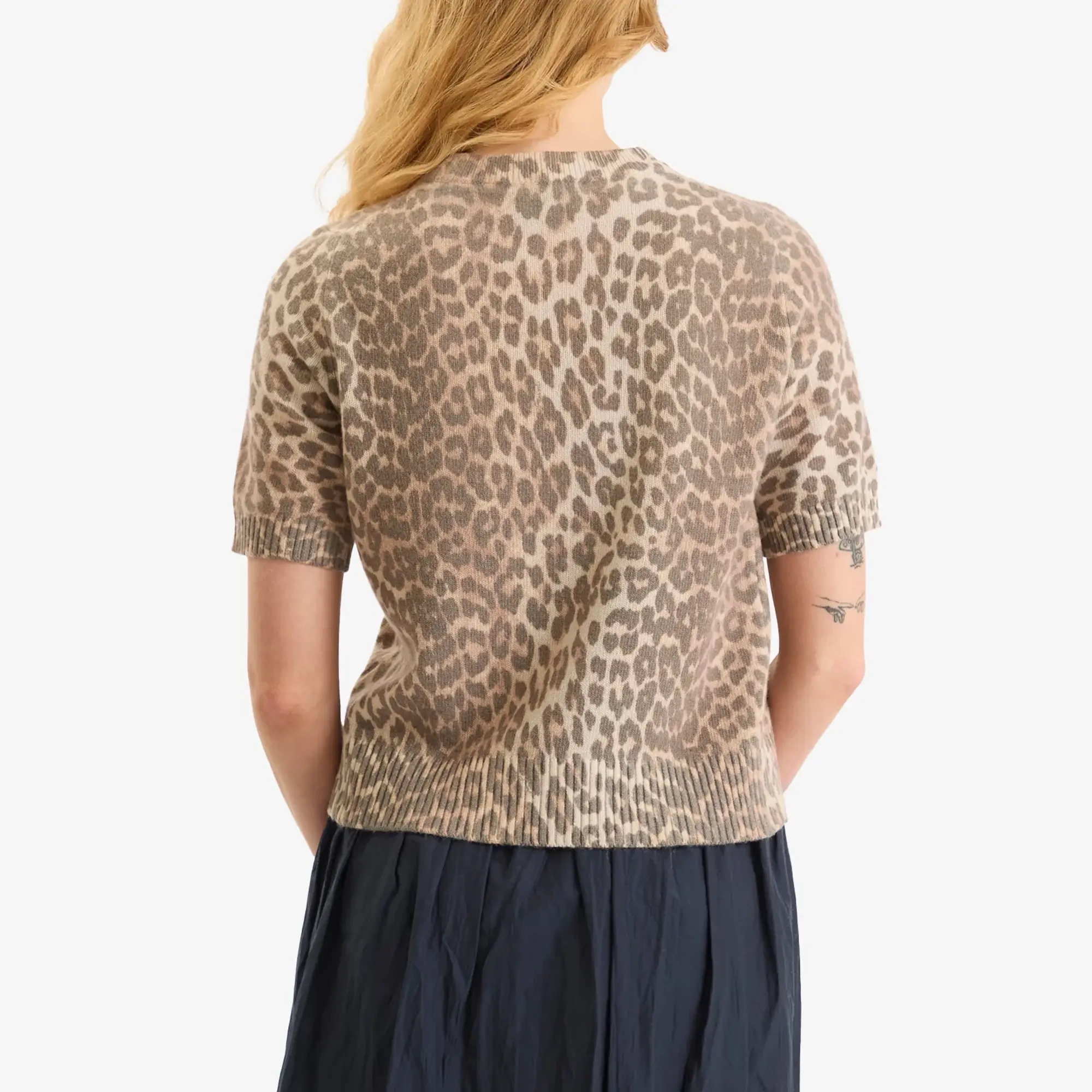 GANNI Women's Graphic Wool Mix Printed Leopard T-Shirt