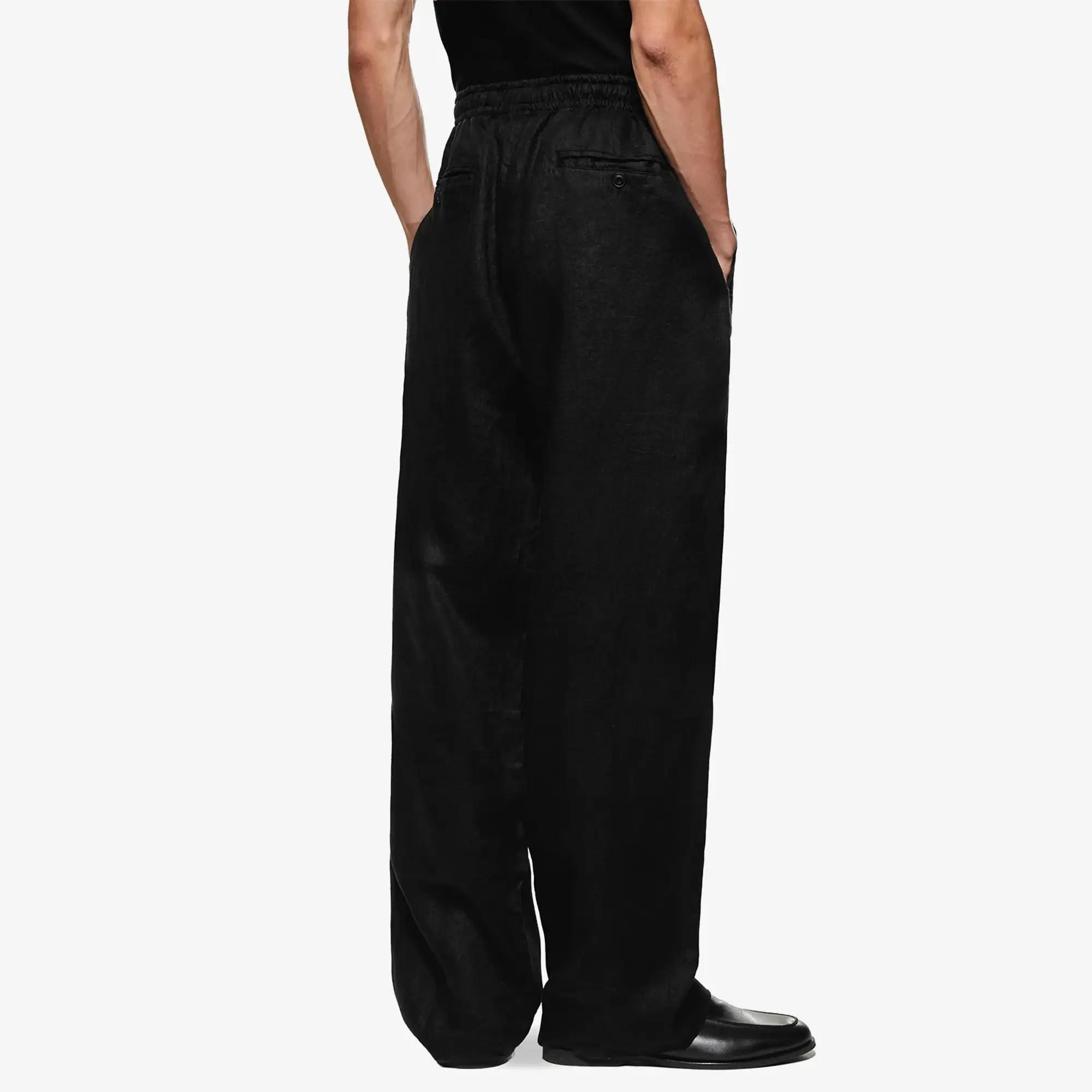 MKI Men's Linen Wide Leg Trousers Black