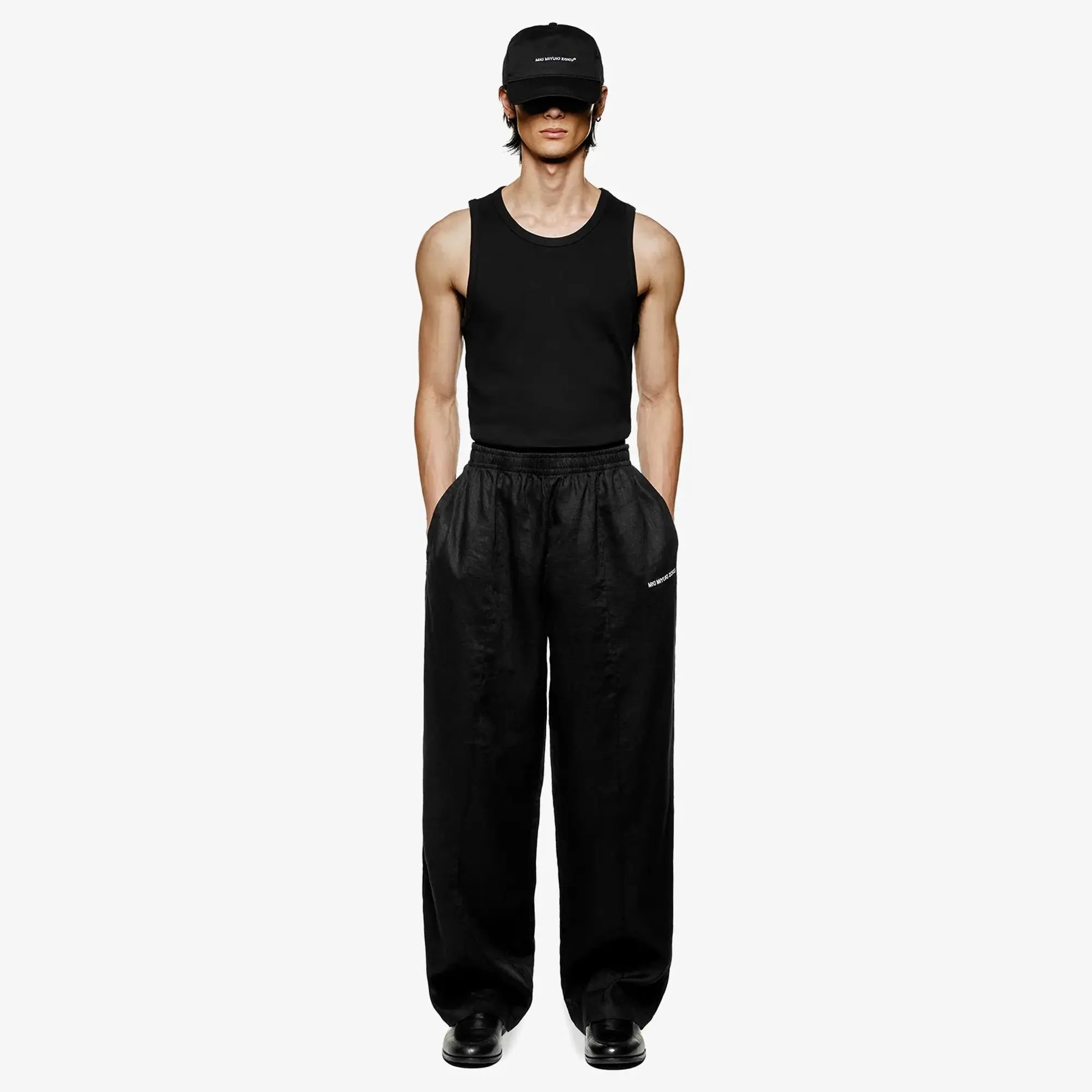 MKI Men's Linen Wide Leg Trousers Black