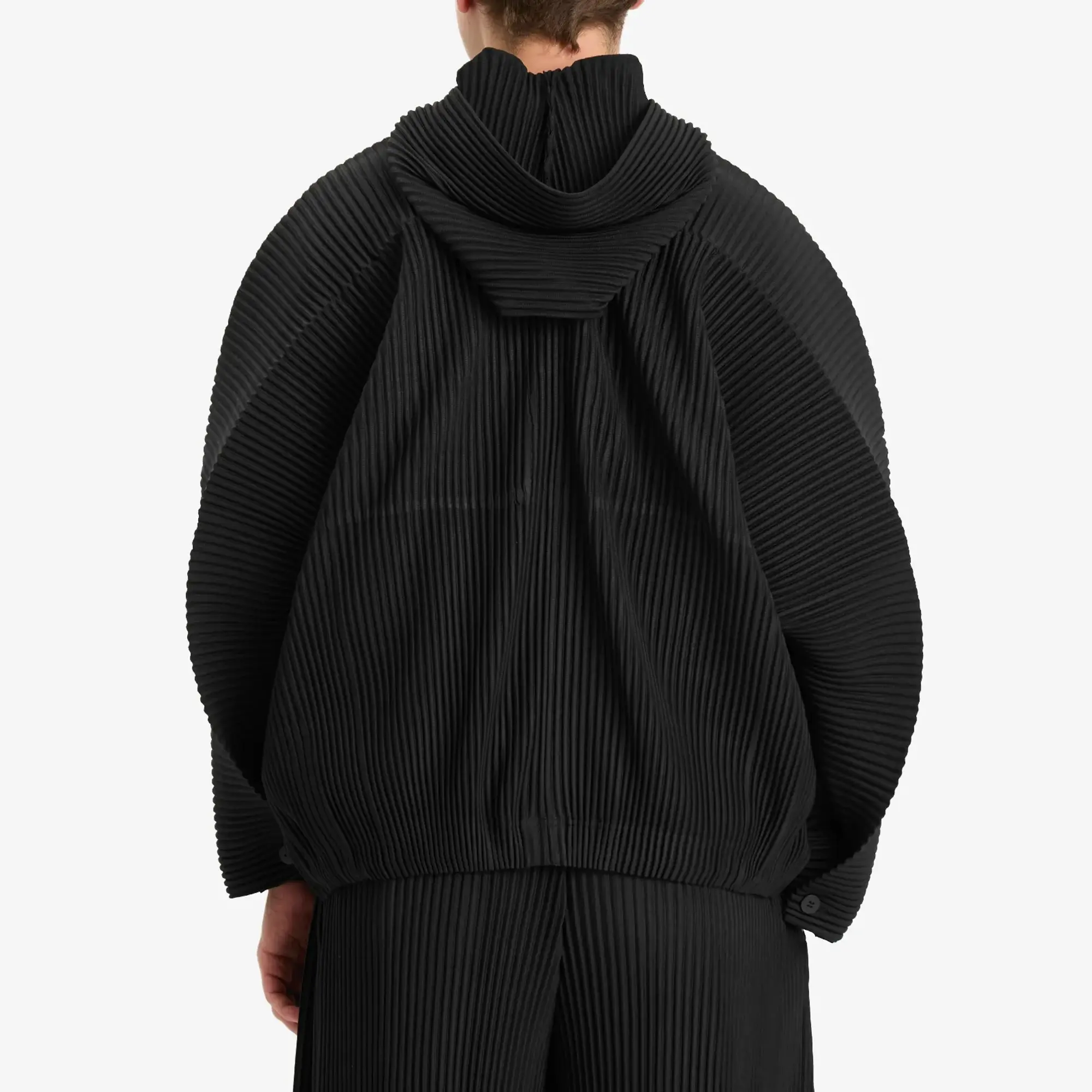 Homme Plissé Issey Miyake Men's Pleated Zip Hoody Black