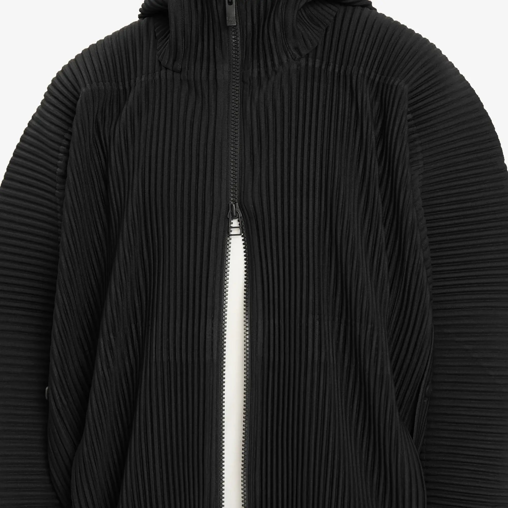 Homme Plissé Issey Miyake Men's Pleated Zip Hoody Black