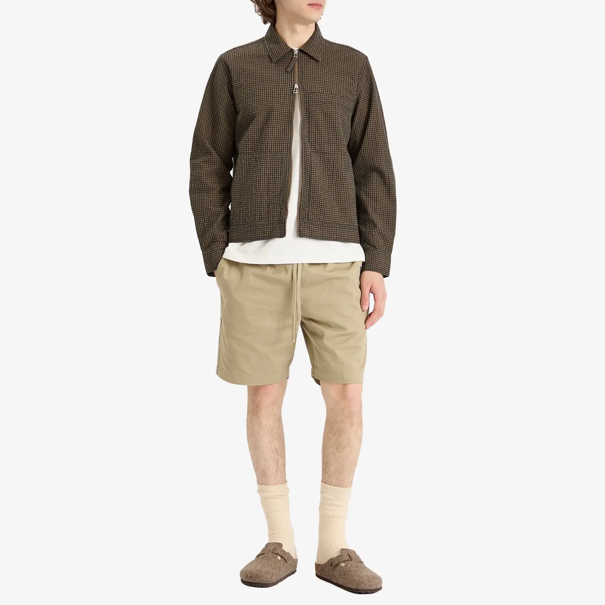 Universal Works Men's Japanese Seersucker Zip Uniform Jacket Navy