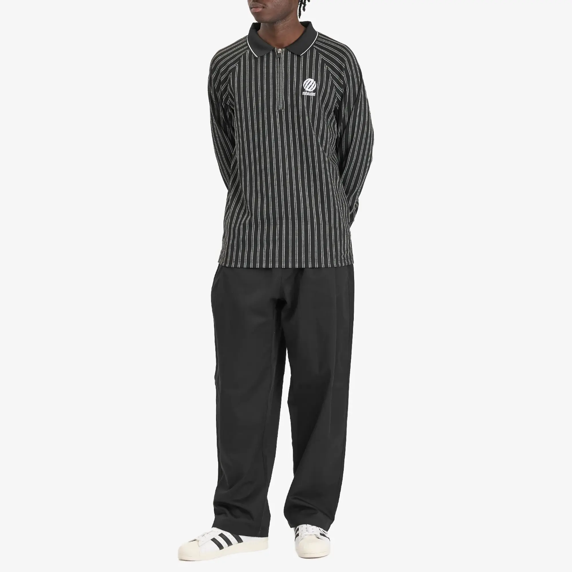 Metalwood Studio Men's Ribbed Long Sleeve Polo Black