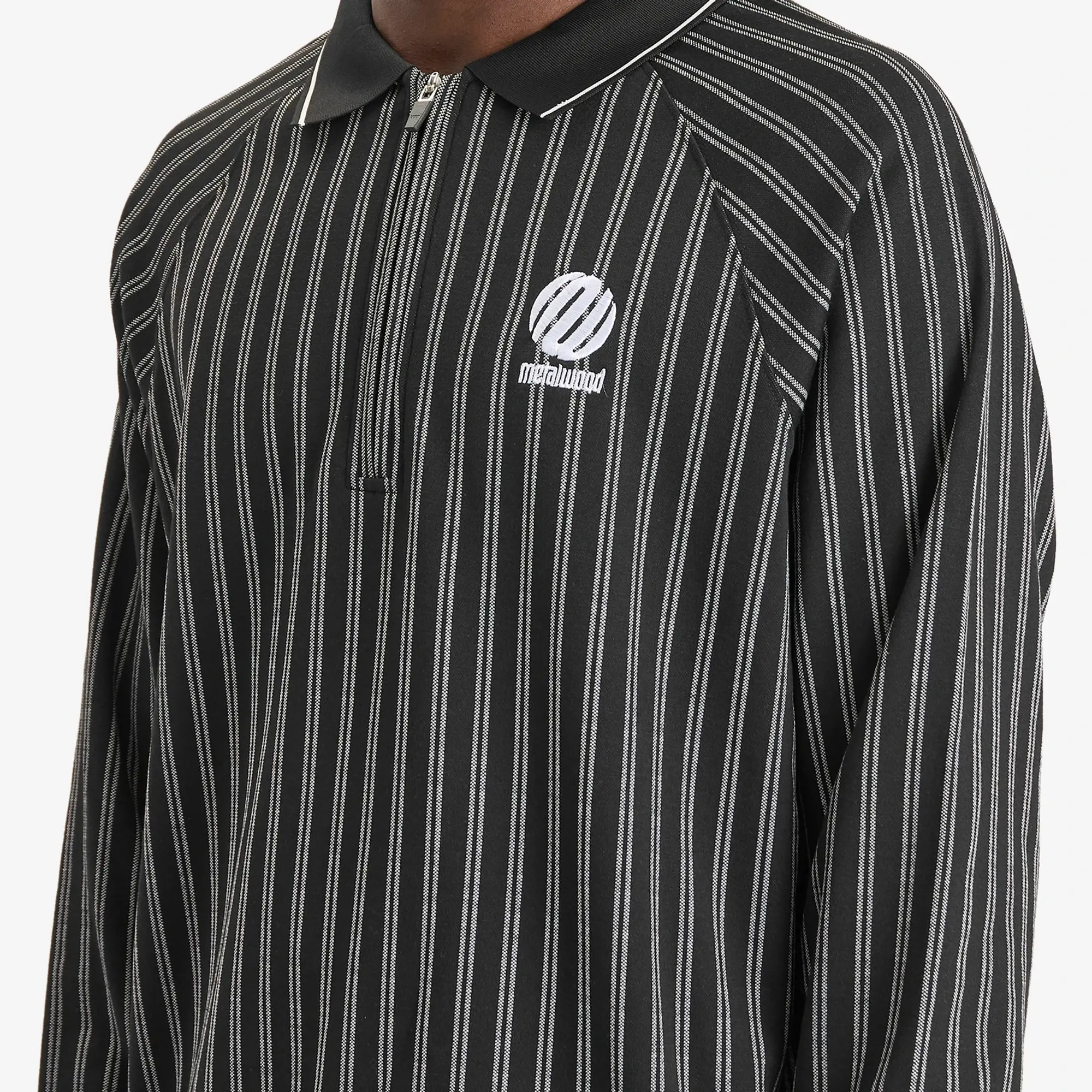 Metalwood Studio Men's Ribbed Long Sleeve Polo Black