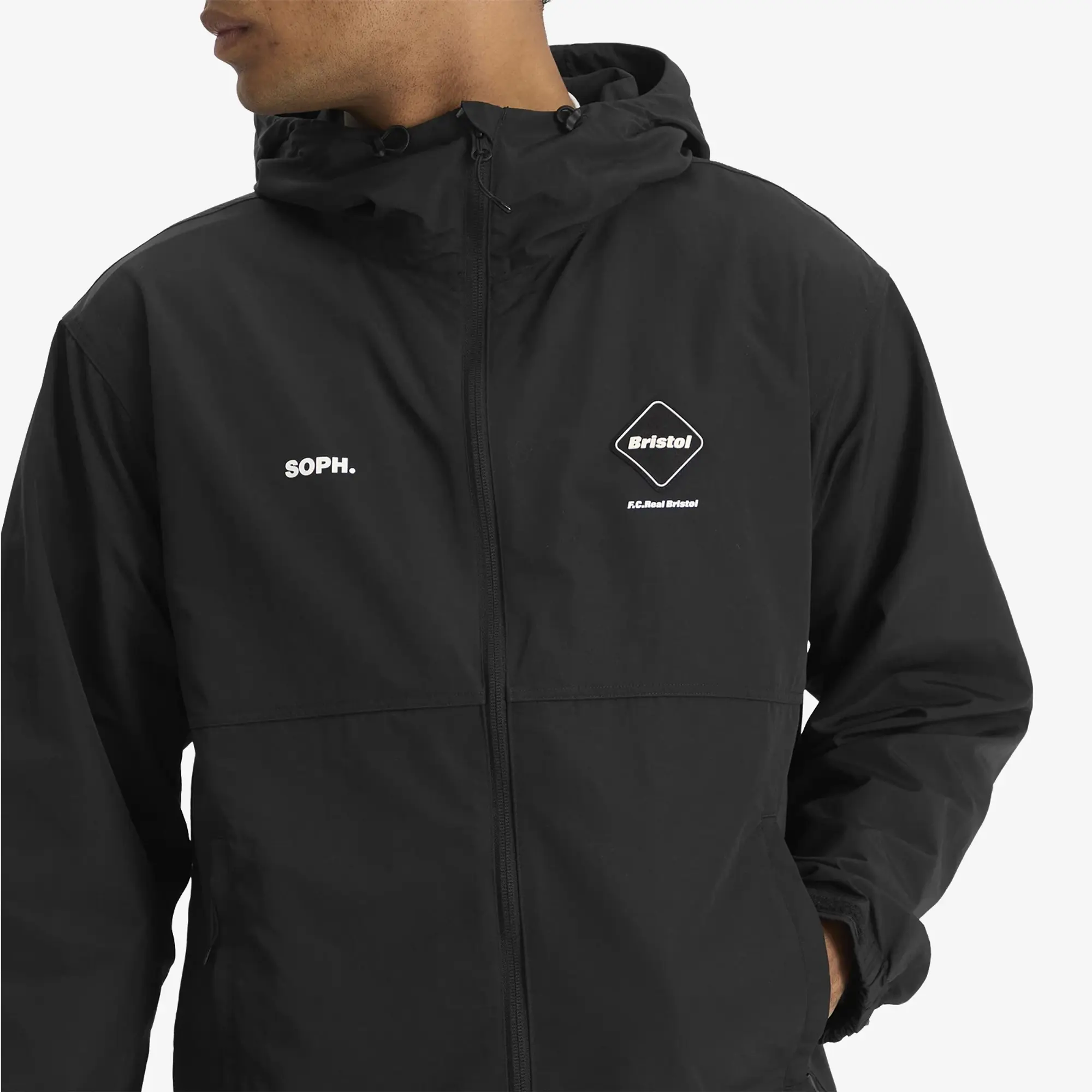 F.C. Real Bristol Men's Supplex Nylon Hooded Jacket Black