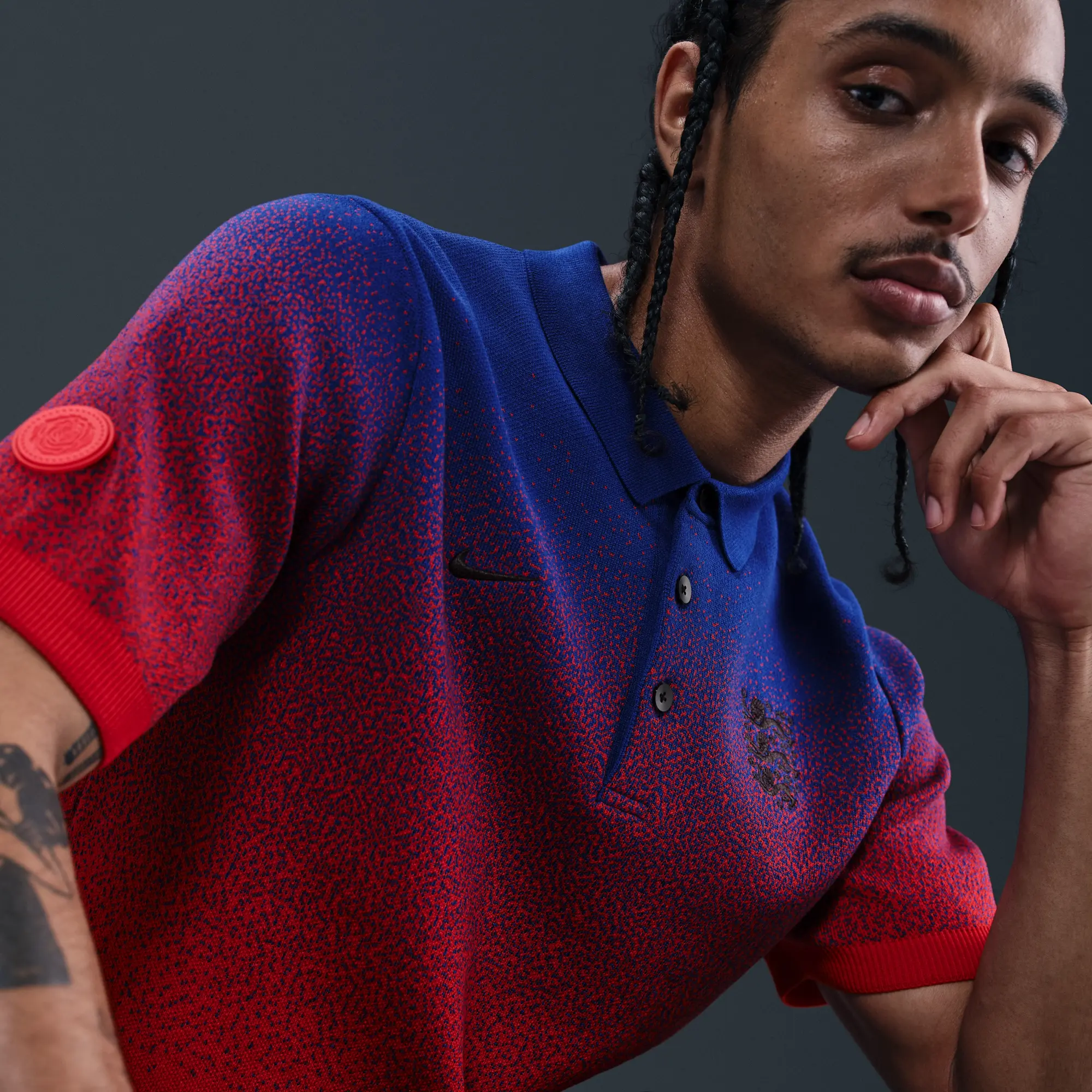 England Club Men's Nike Football Knit Polo - Blue - Polyester/Rayon