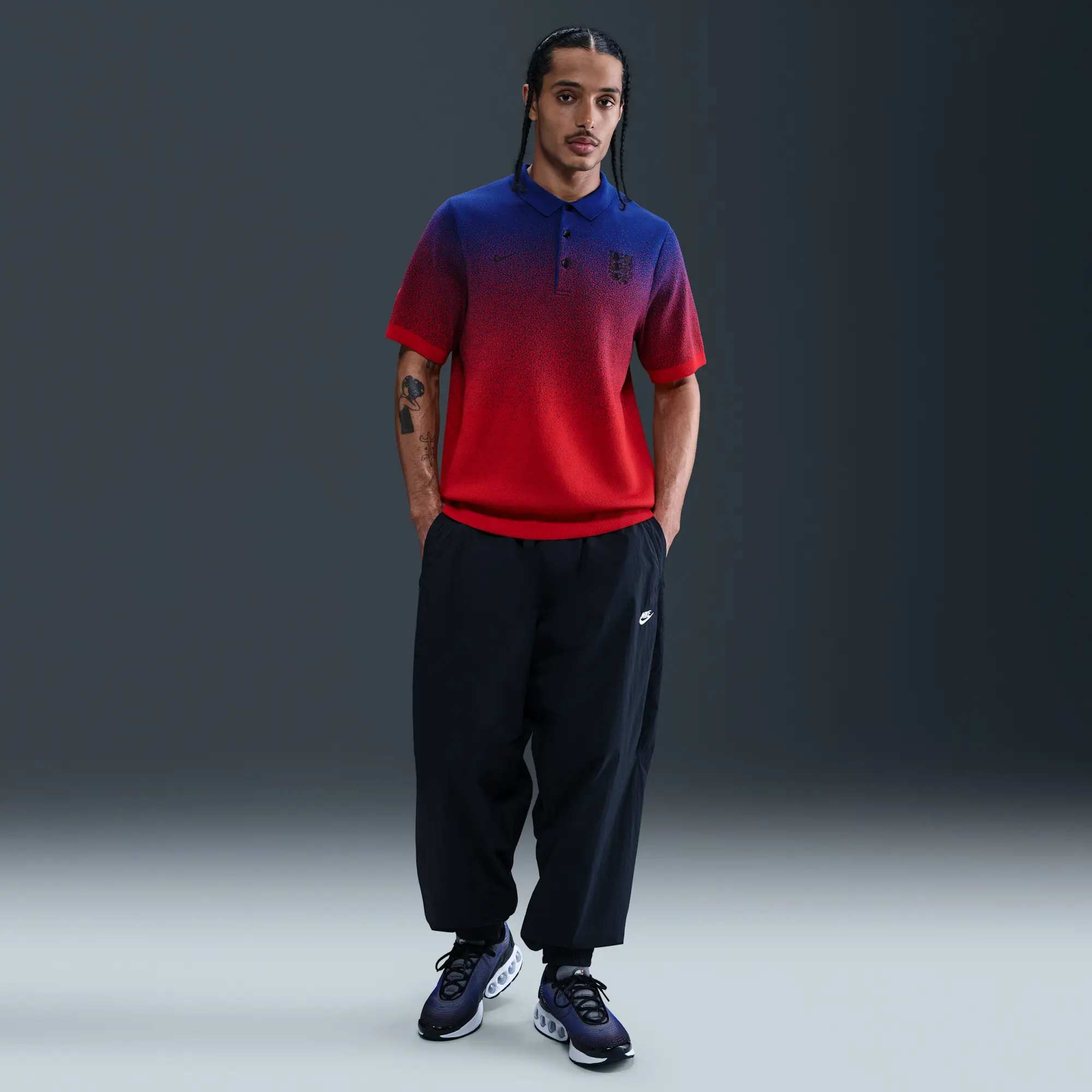 England Club Men's Nike Football Knit Polo - Blue - Polyester/Rayon