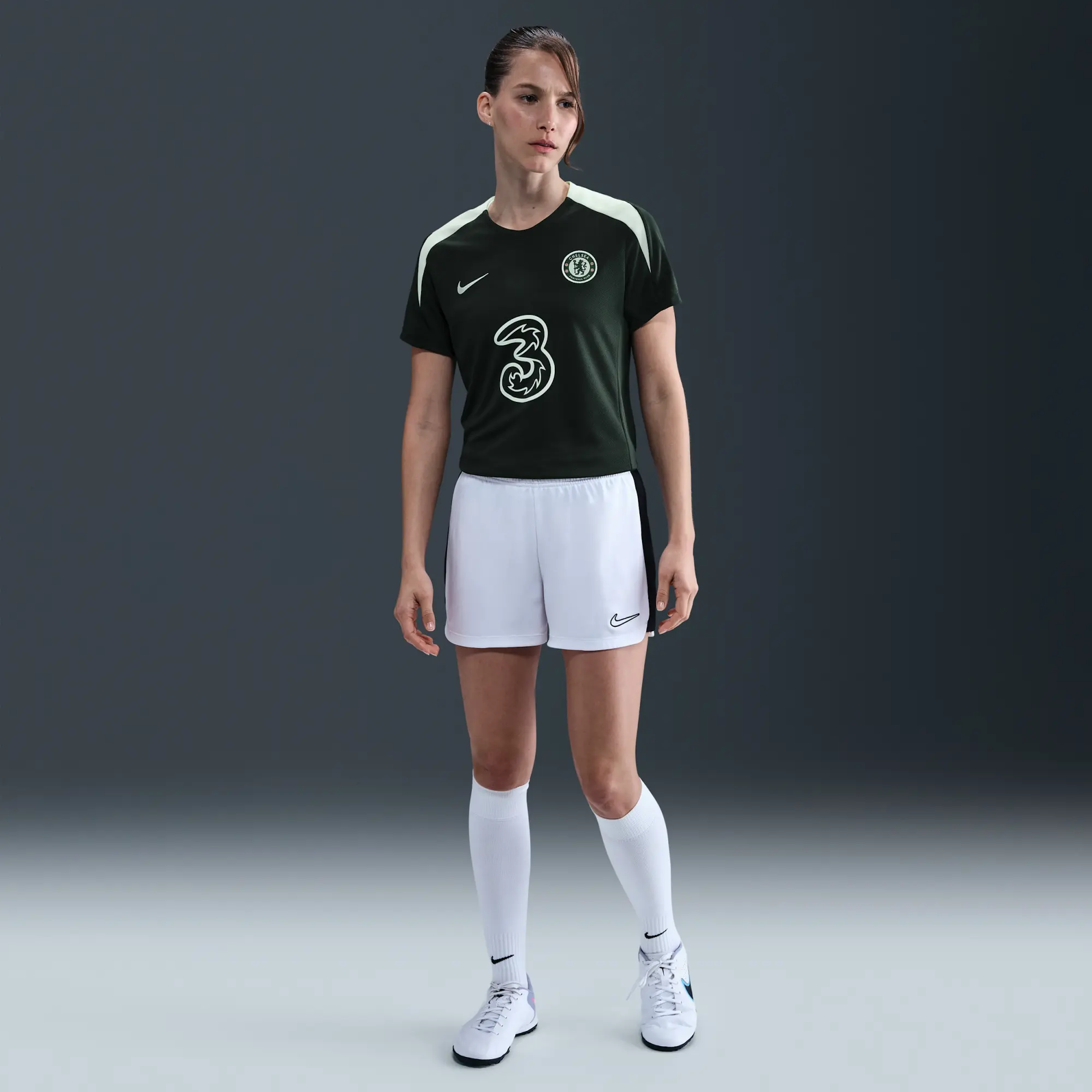Chelsea F.C. Strike Women's Nike Dri-FIT Football Short-Sleeve Top - Green - Sustainable Materials