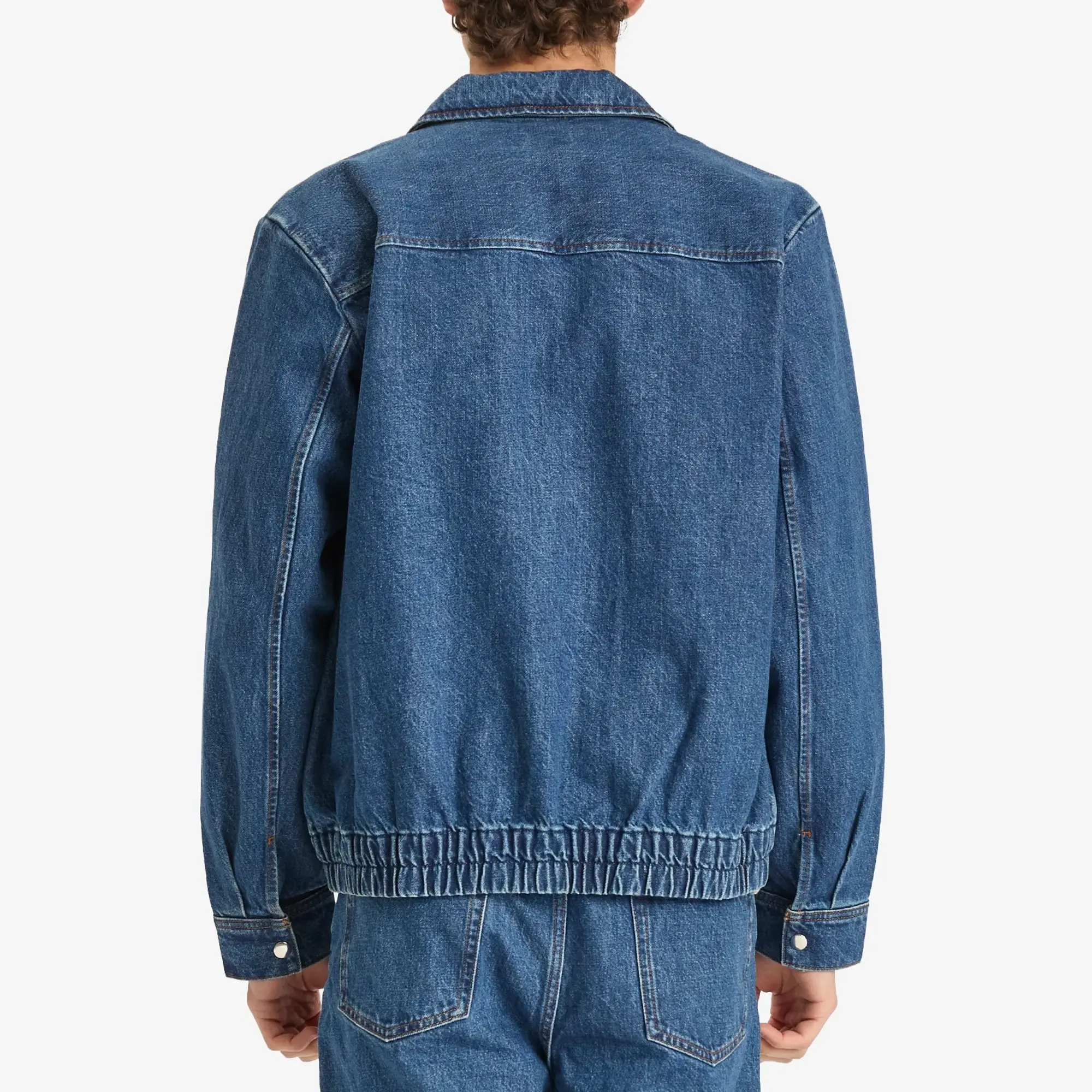 A.P.C. Men's Fabrizio Zipped Denim Jacket Washed Indigo