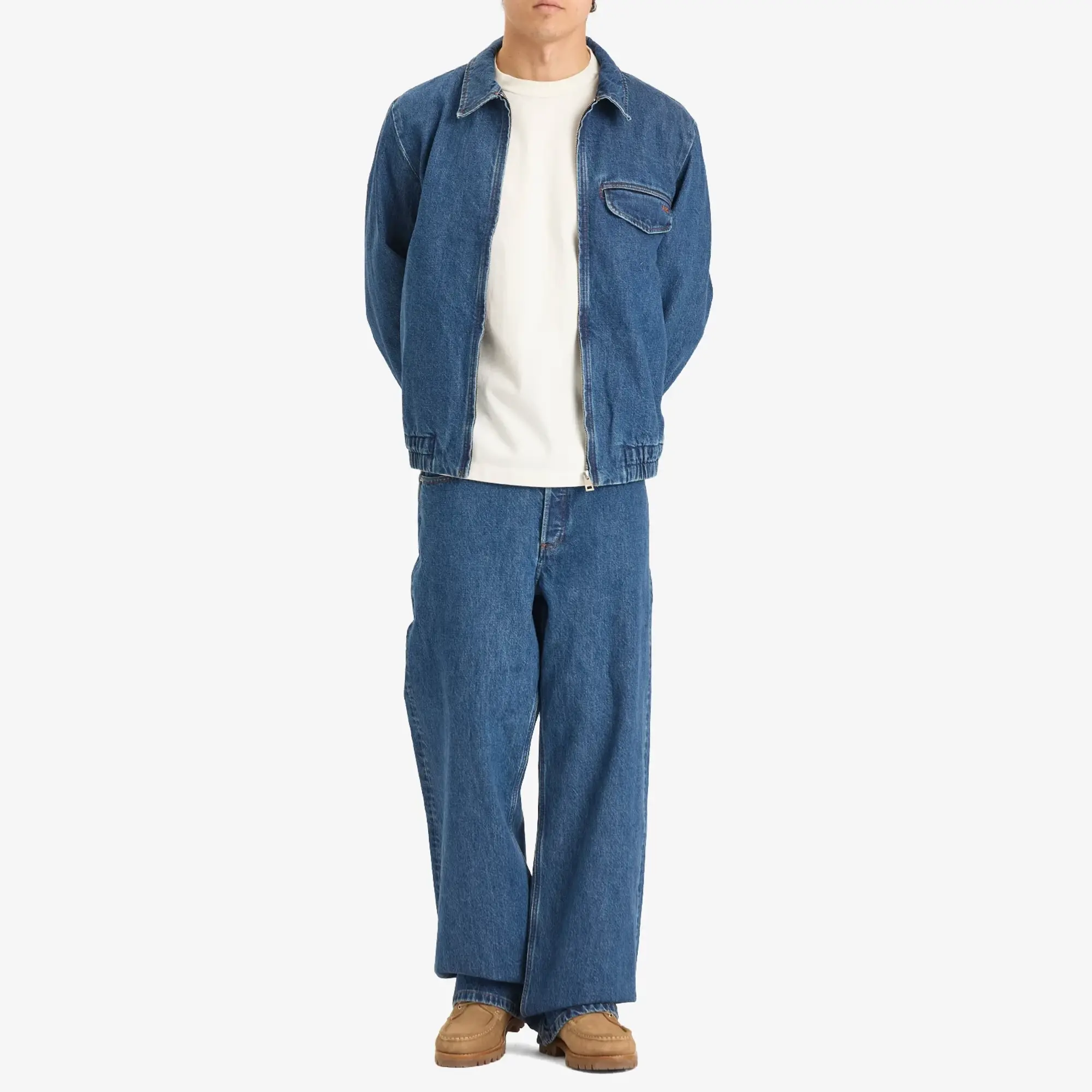 A.P.C. Men's Fabrizio Zipped Denim Jacket Washed Indigo