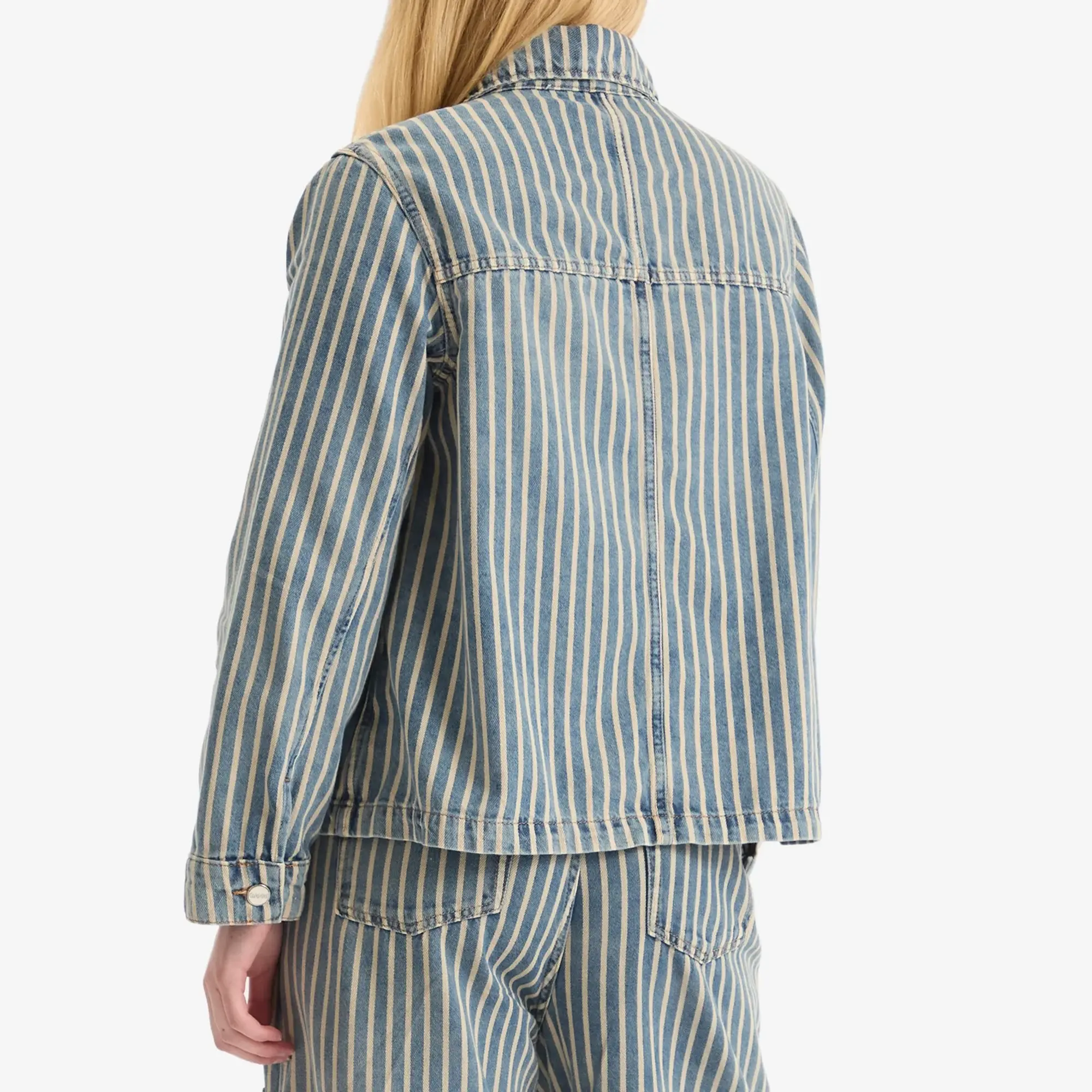 GANNI Women's Light Stripe Denim Jacket Soft Chambray