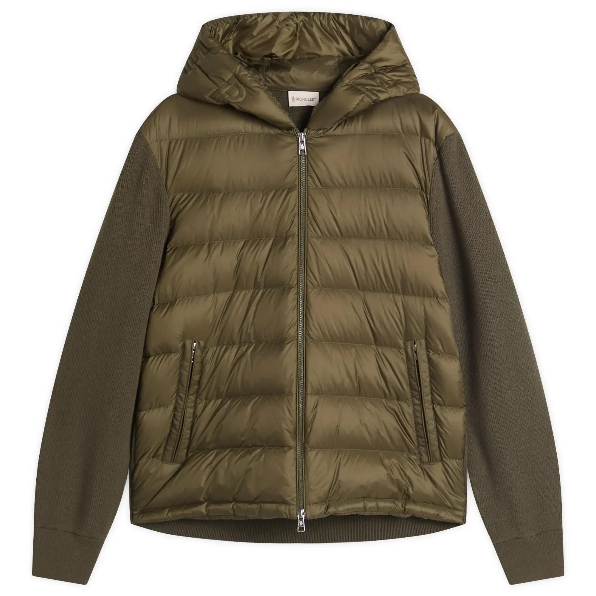Moncler Men's Hybrid Zip Through Hooded Jacket Green