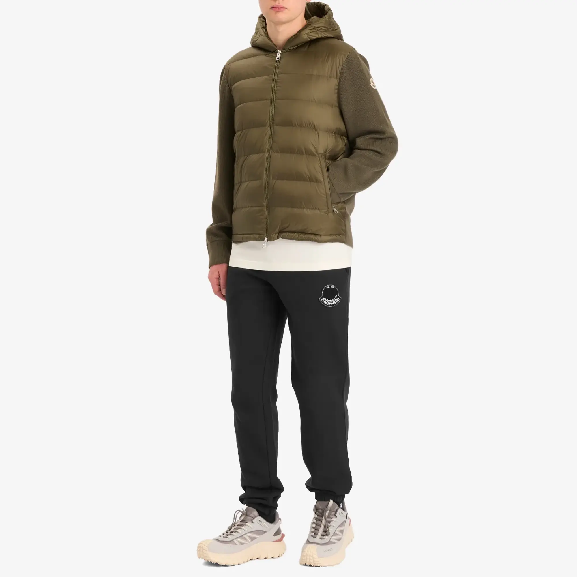 Moncler Men's Hybrid Zip Through Hooded Jacket Green