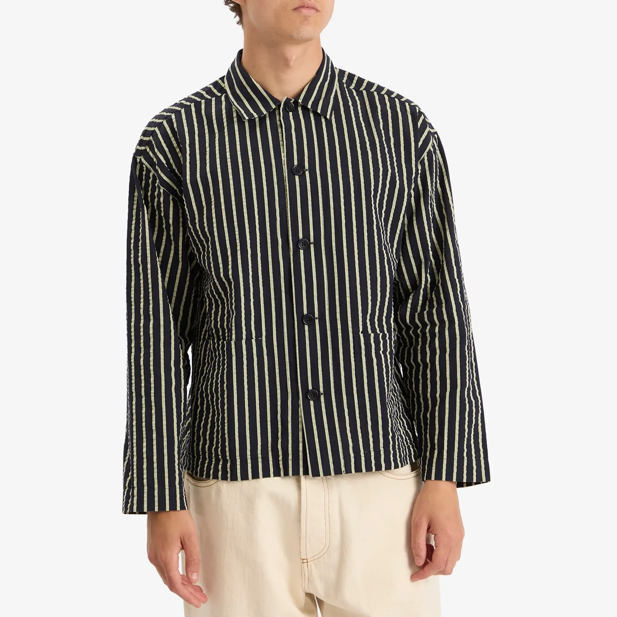 YMC Men's PJ Stripe Jacket Navy/Yellow
