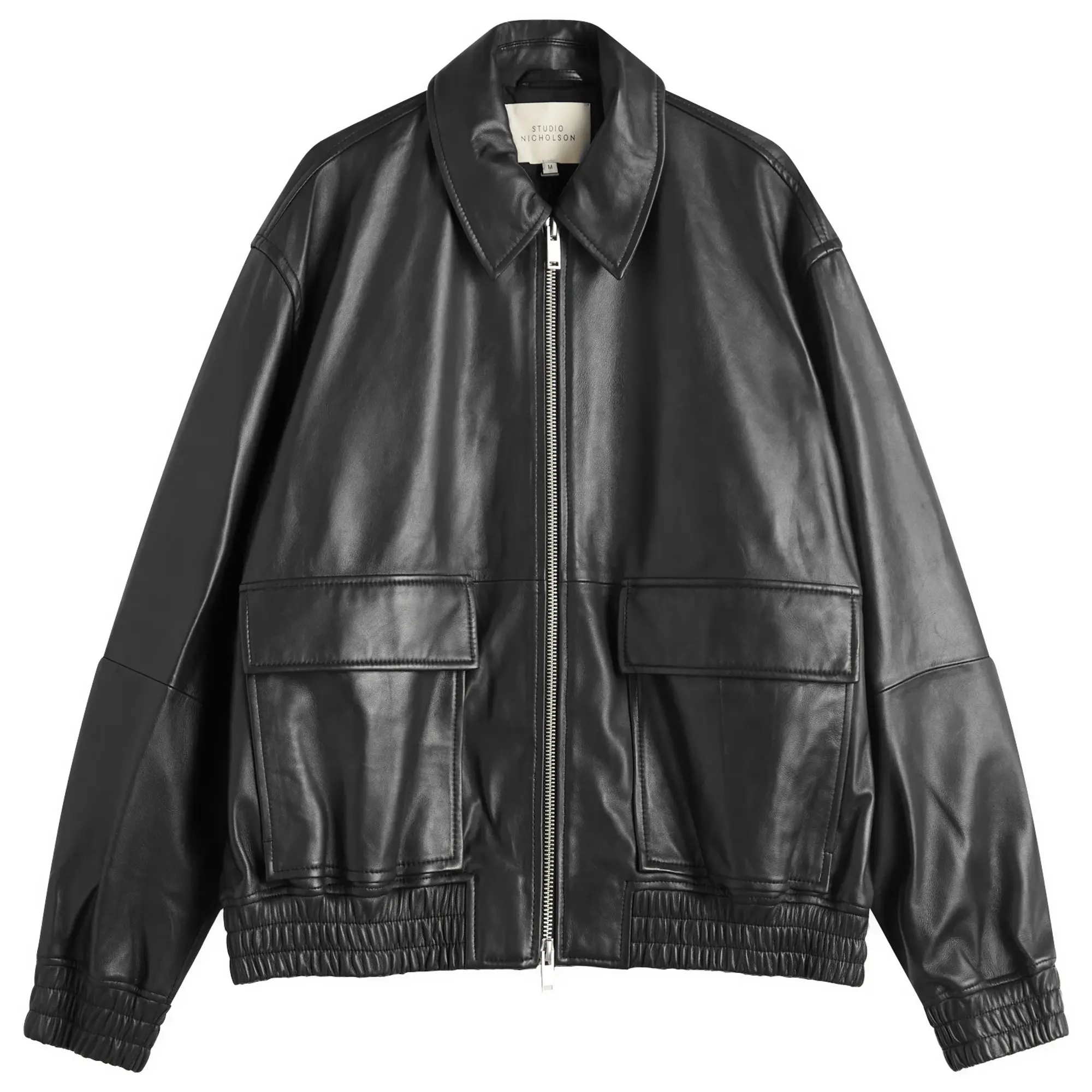 Studio Nicholson Men's Leather Bomber Jacket Black