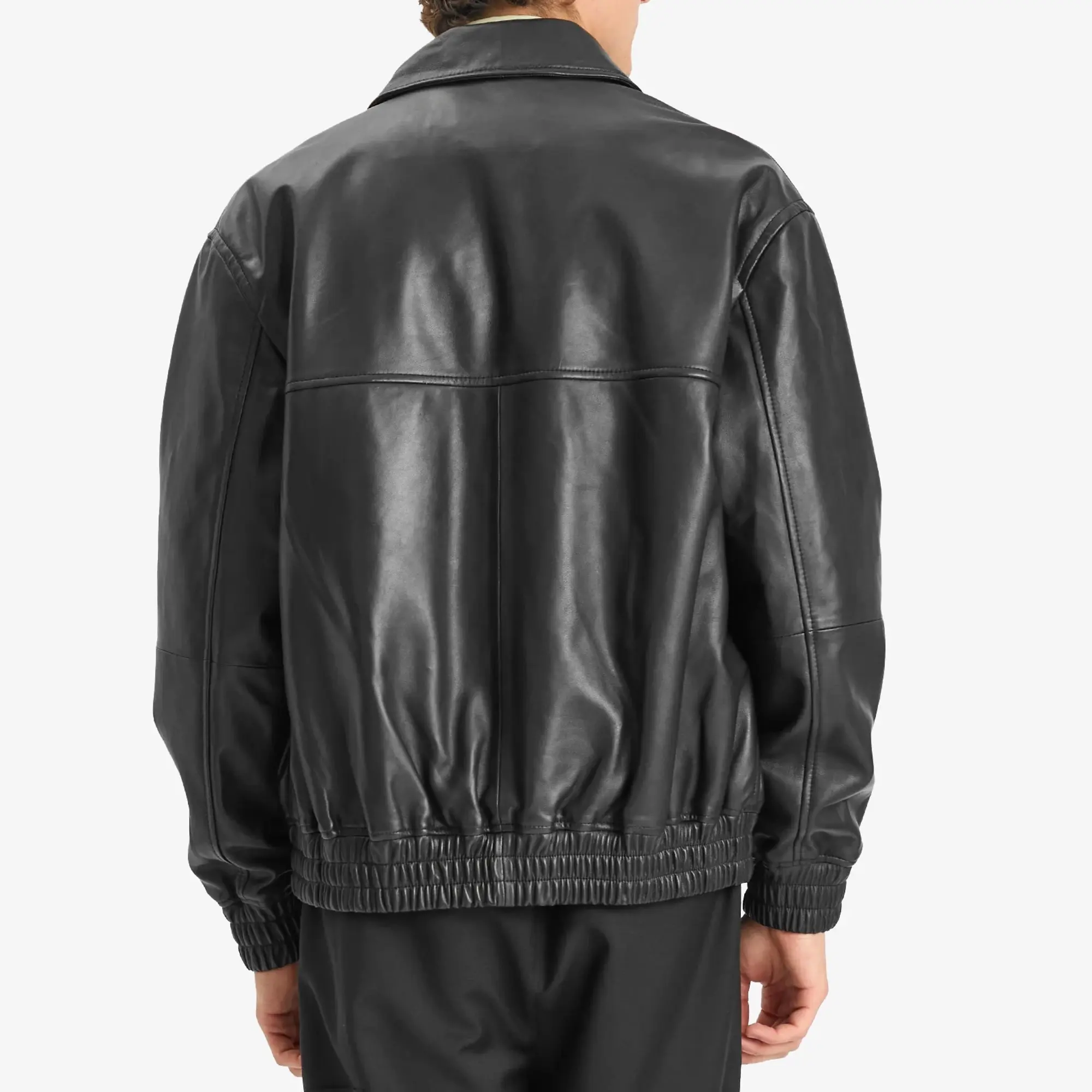 Studio Nicholson Men's Leather Bomber Jacket Black