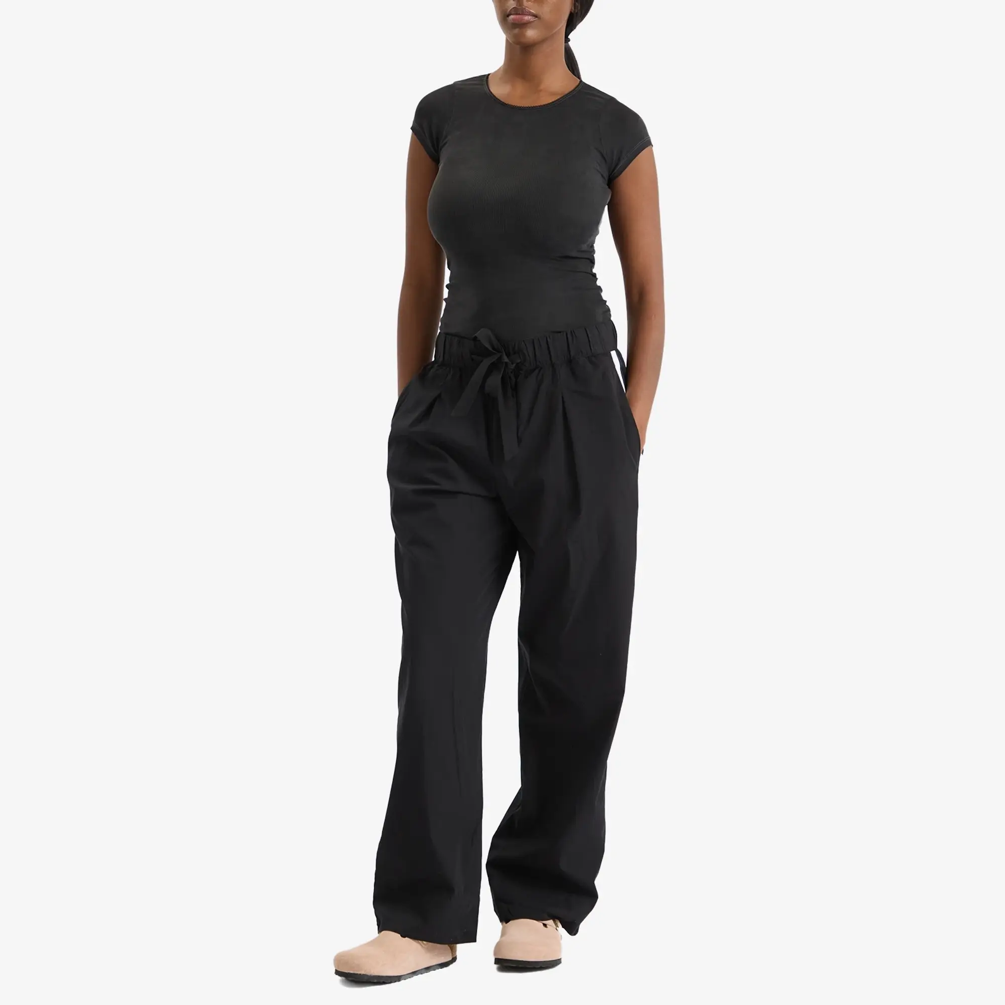 Tekla Fabrics Poplin Sleep Pant All Black