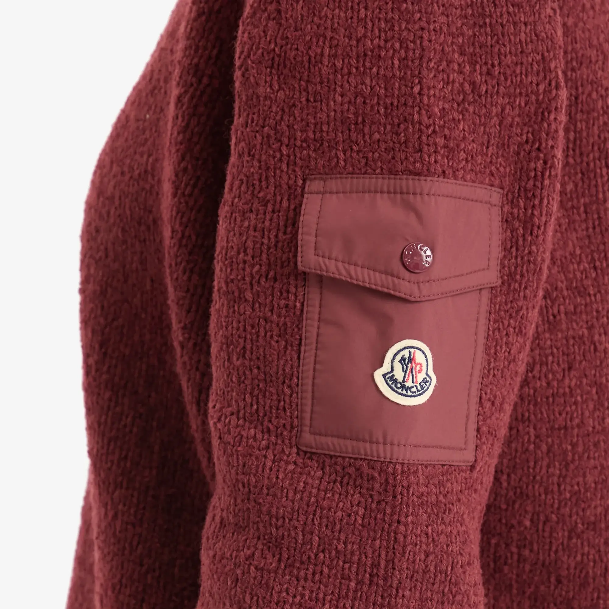Moncler Women's V-Neck Varsity Sweater Burgundy