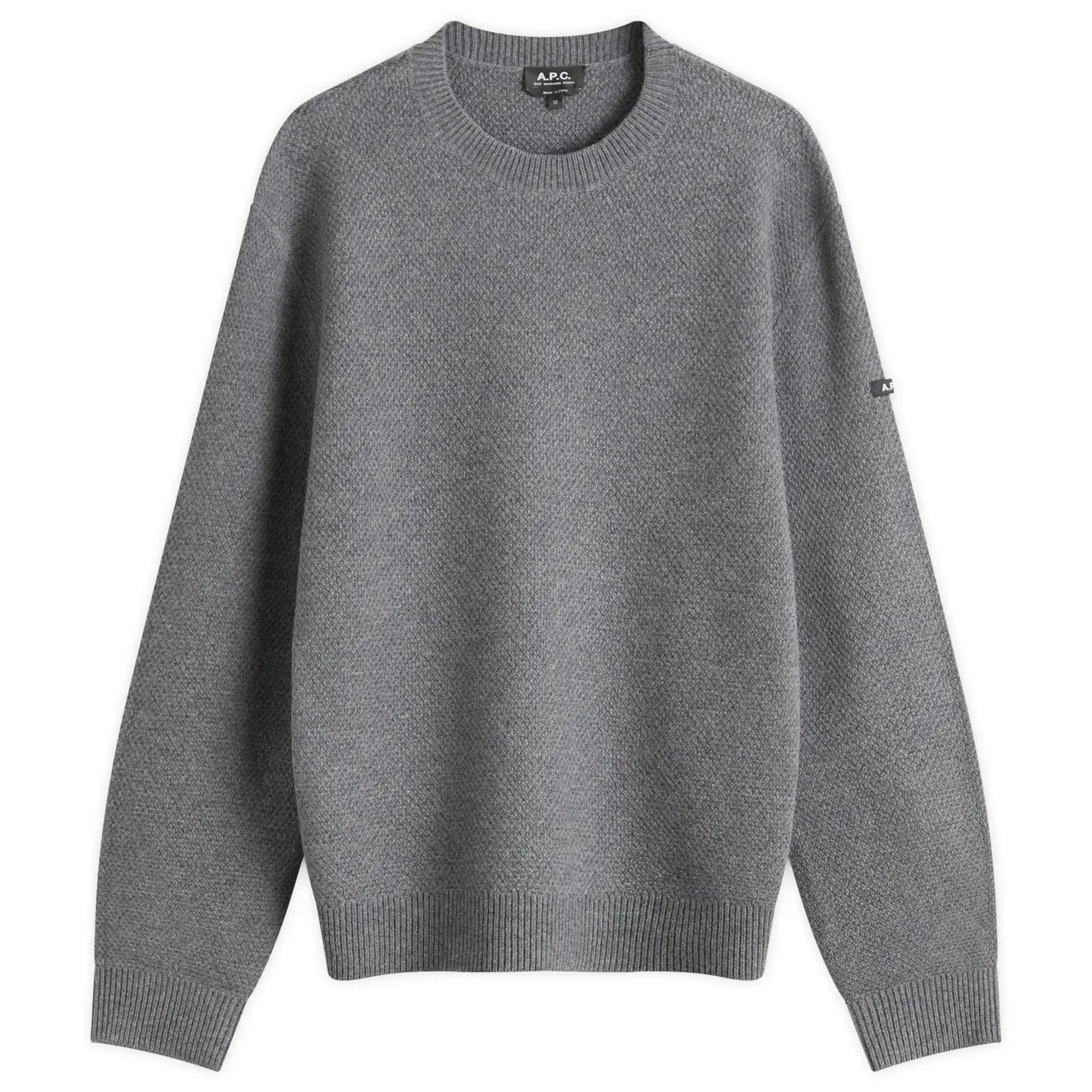 A.P.C. Men's Thomas Wafle Knit Jumper Heathered Anthracite