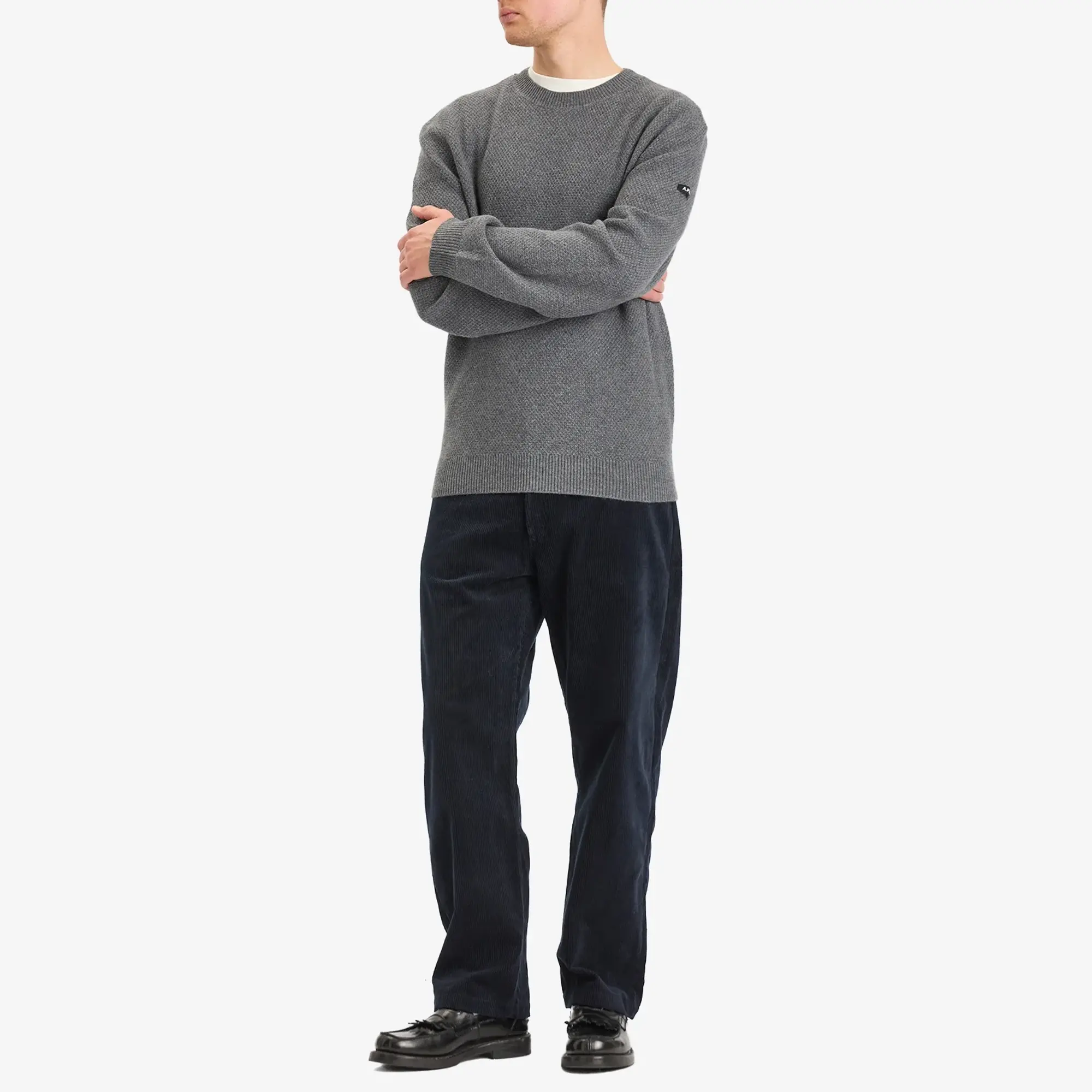A.P.C. Men's Thomas Wafle Knit Jumper Heathered Anthracite