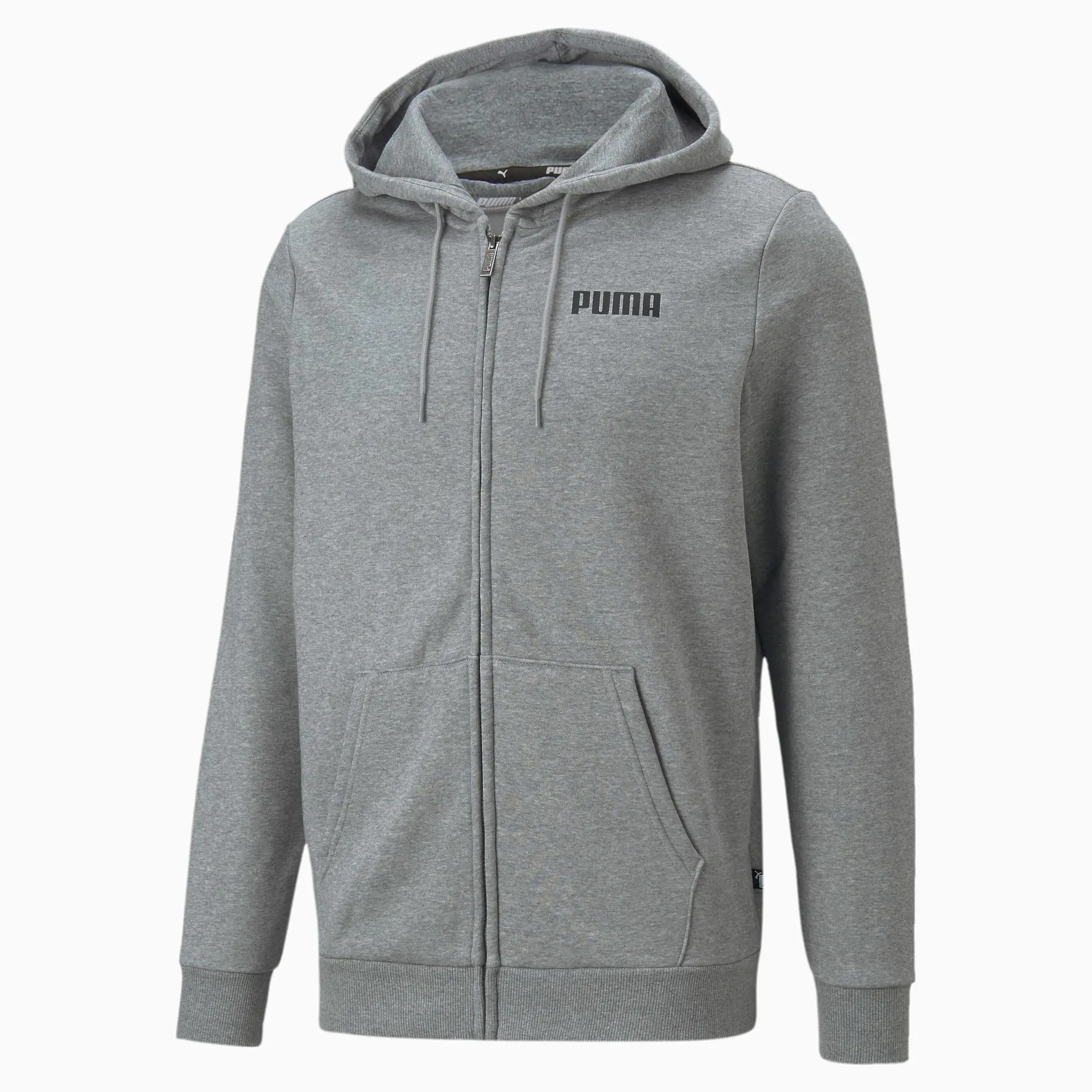 PUMA Essentials Full-Zip Full-Length Hoodie Men, Medium Grey Heather, size 3XL