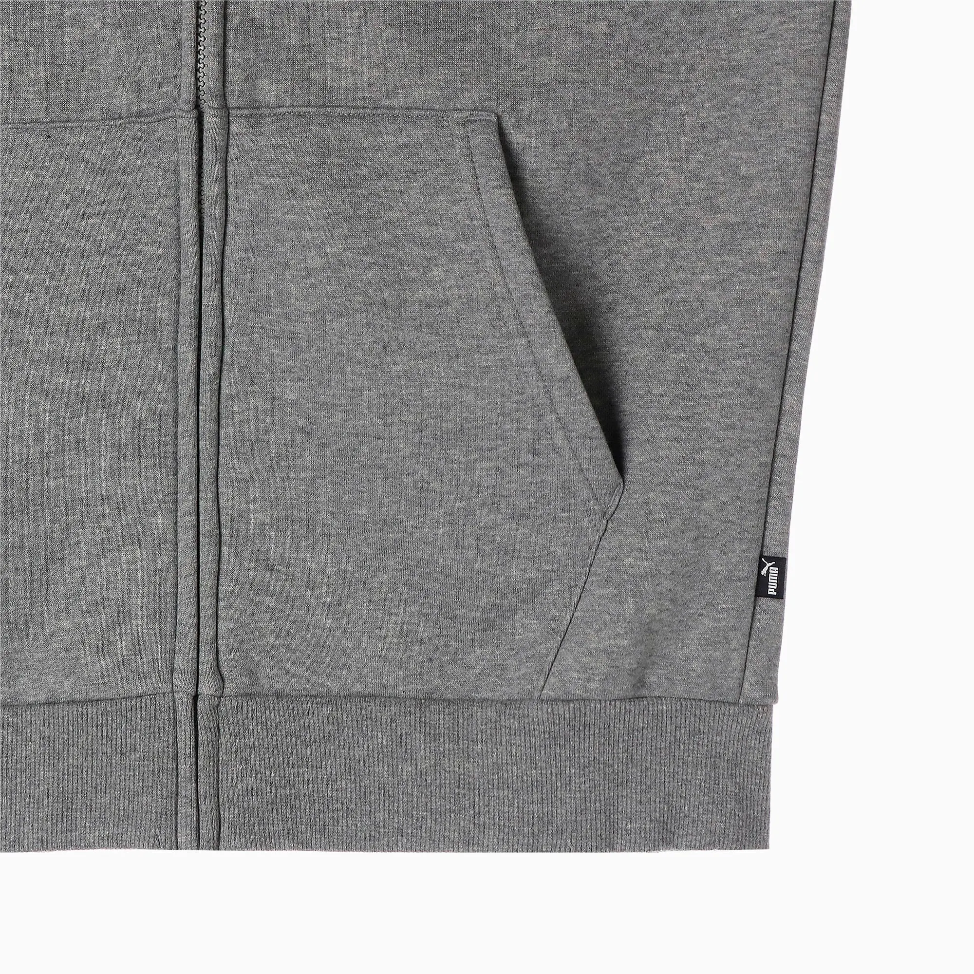 PUMA Essentials Full-Zip Full-Length Hoodie Men, Medium Grey Heather, size 3XL