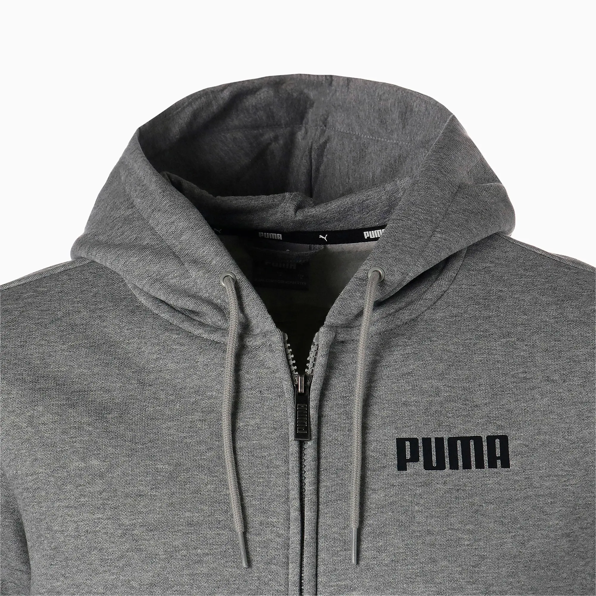 PUMA Essentials Full-Zip Full-Length Hoodie Men, Medium Grey Heather, size 3XL
