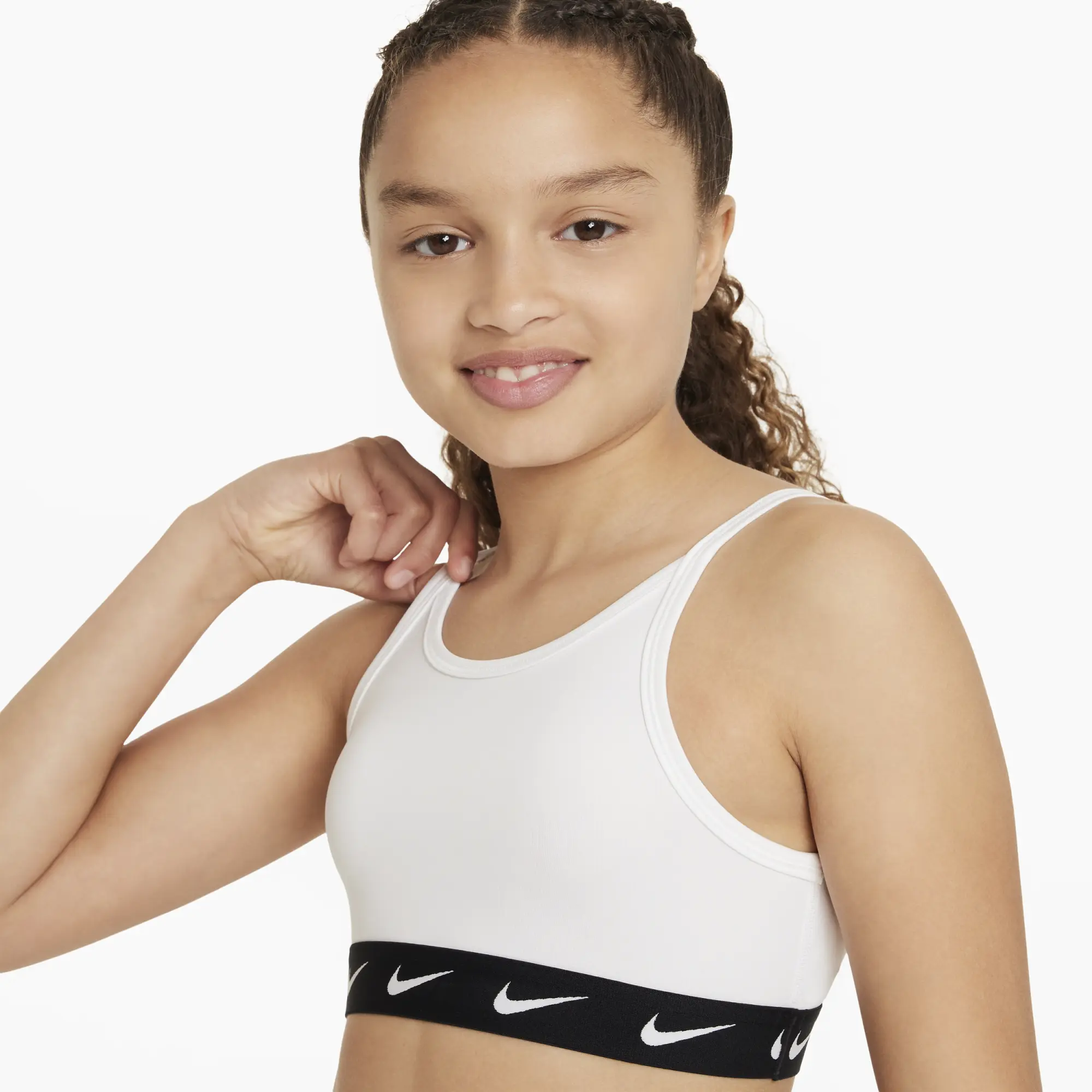 Nike One Girls' Sports Bra - White - Polyester/Elastane