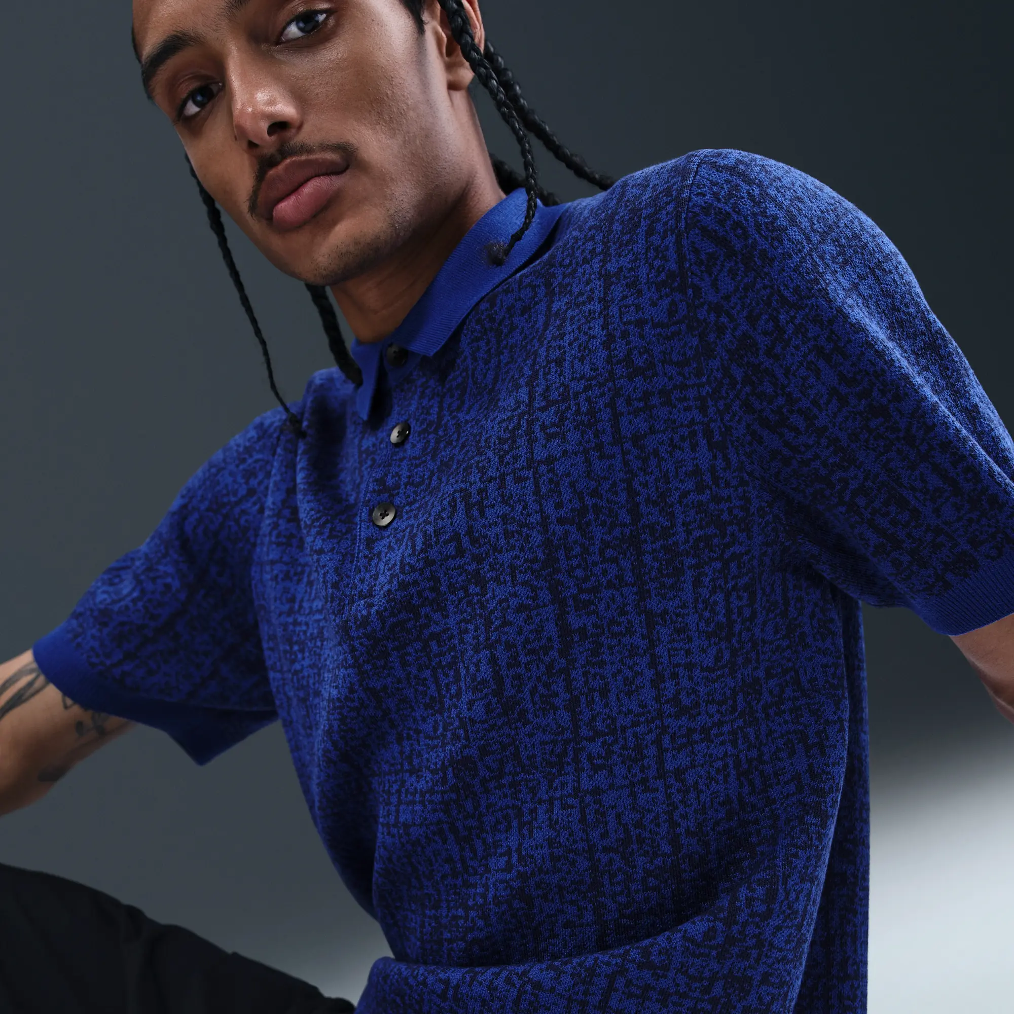 FFF Club Men's Nike Football Knit Polo - Blue - Polyester/Rayon