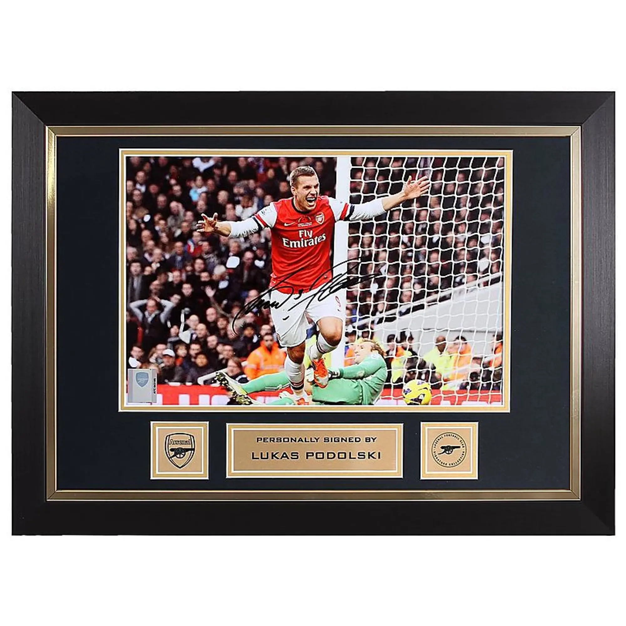 Arsenal Framed Signed Lukas Podolski Print, Multicolor