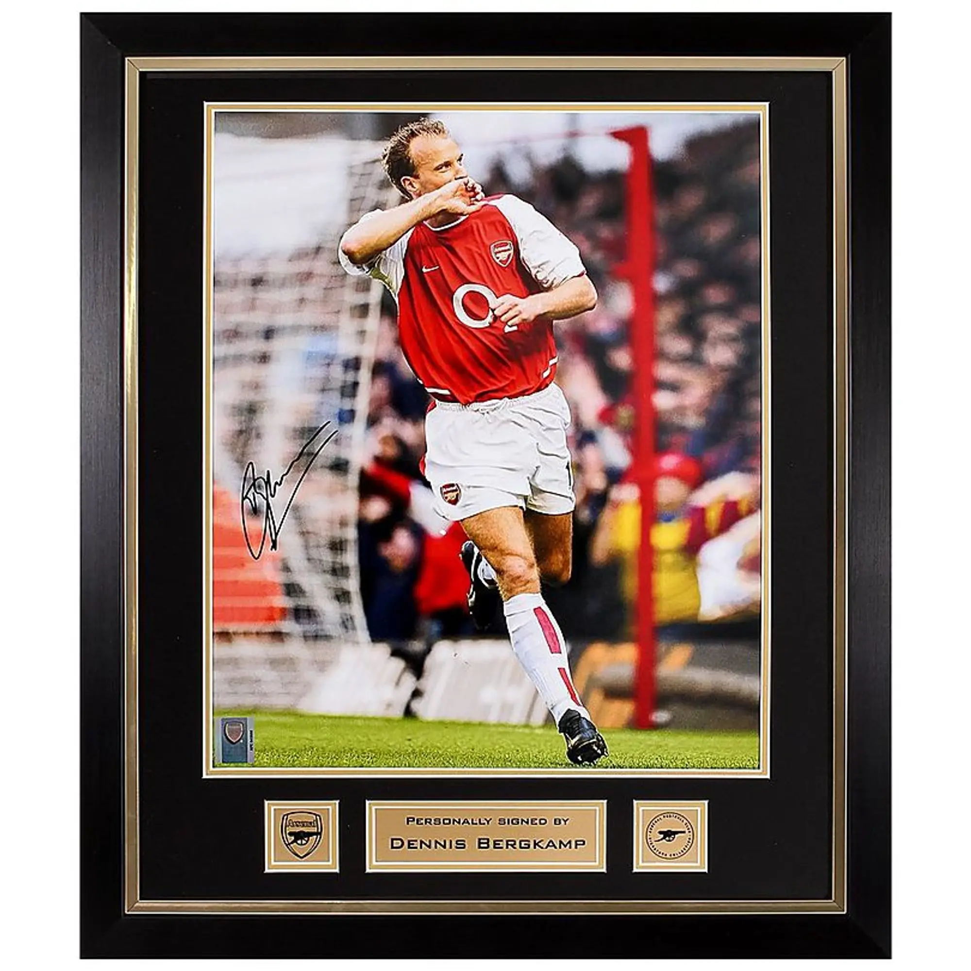 Arsenal Framed Signed Bergkamp Kissing Hand Print, Multicolor