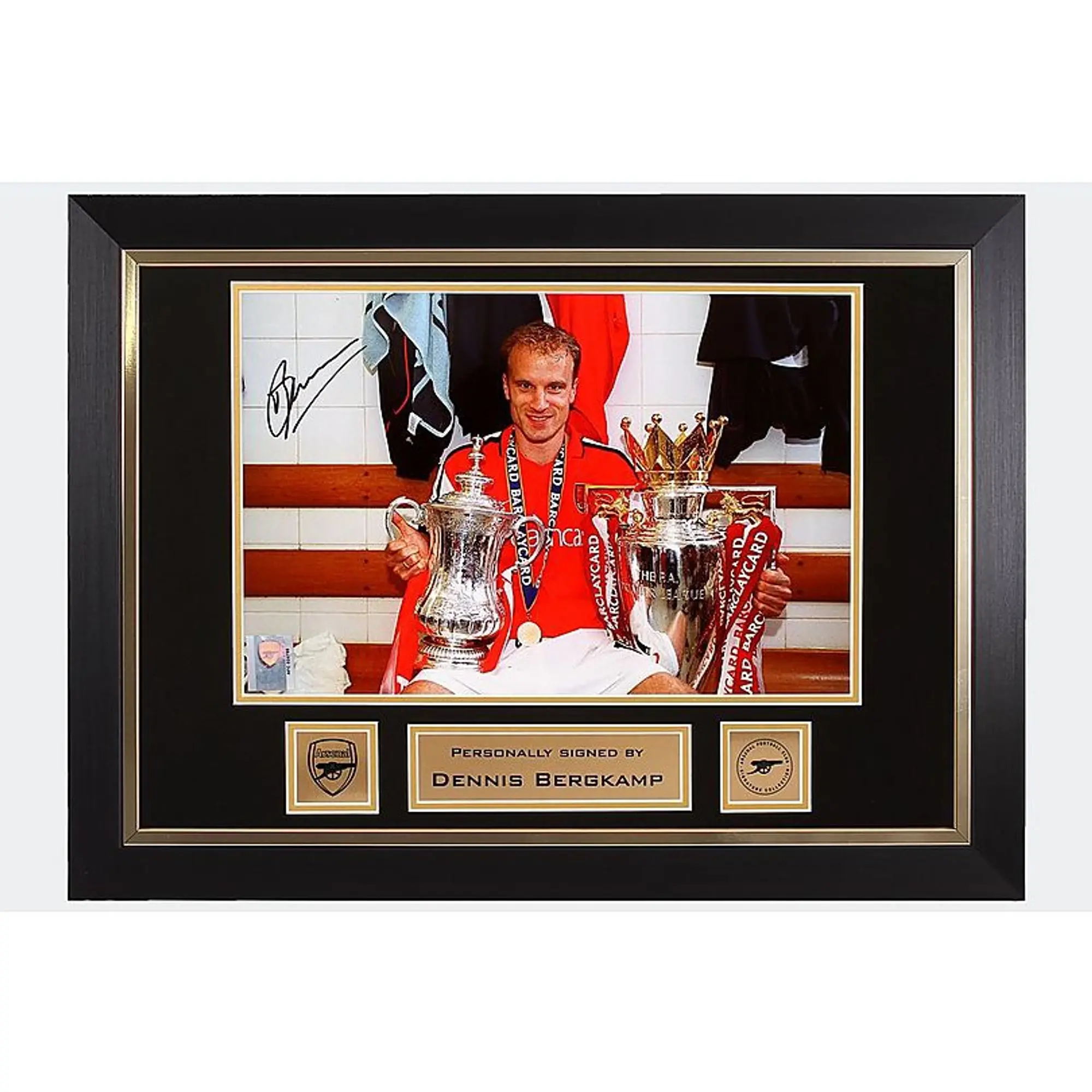 Arsenal Dennis Bergkamp Trophies Framed Signed Photo, Multicolor