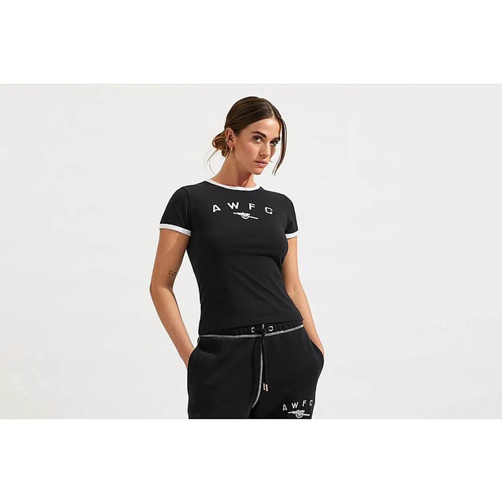 Arsenal AWFC Womens Black Baby Tee, Multicolor