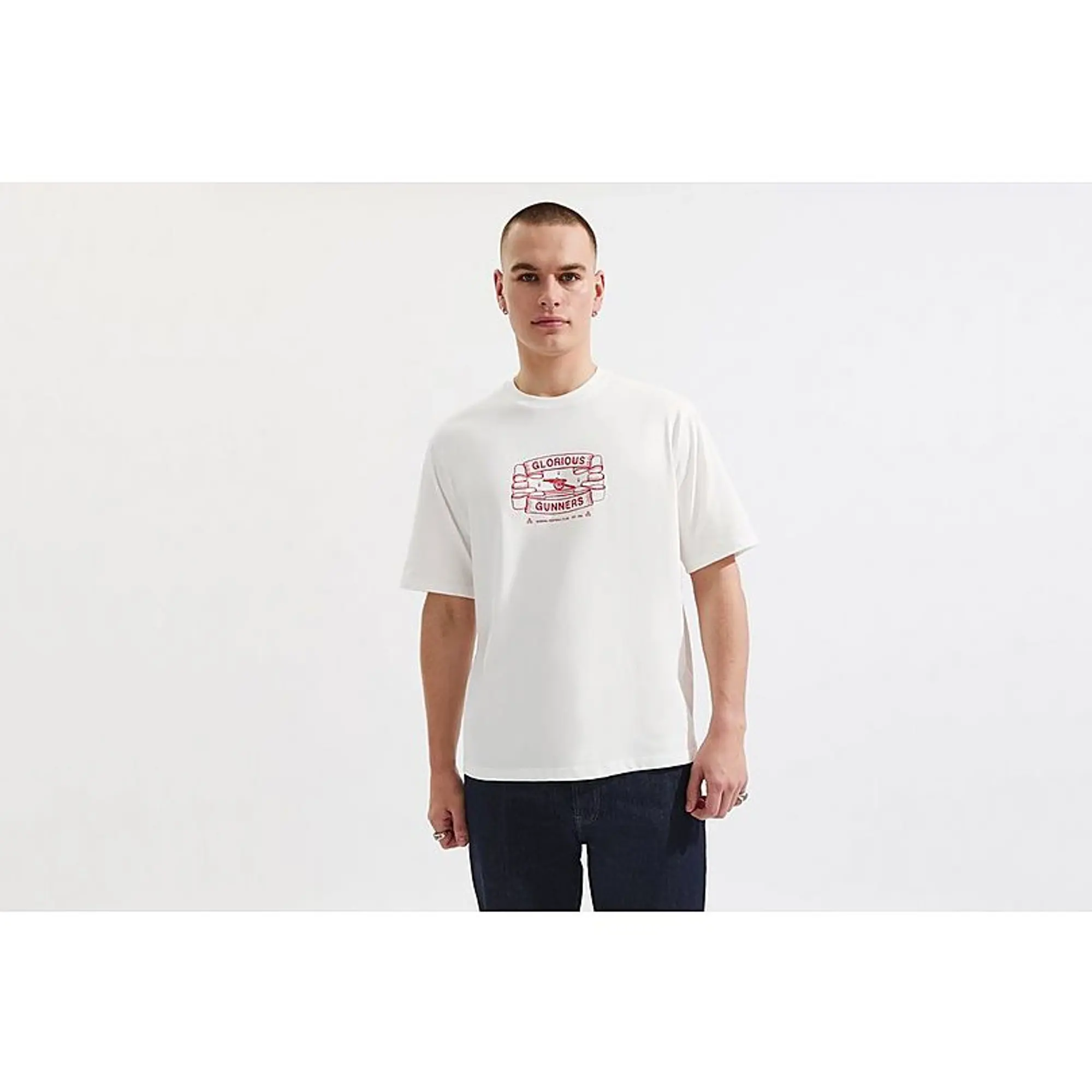 Arsenal Glorious Gunners White Graphic T-Shirt, Multicolor