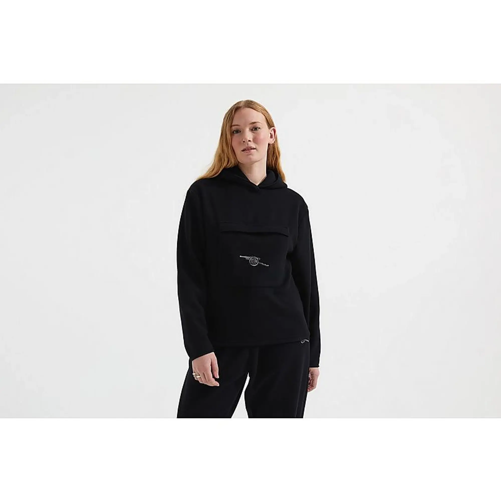 Arsenal Womens Holloway Social Club Black Fleece Hoodie, Multicolor