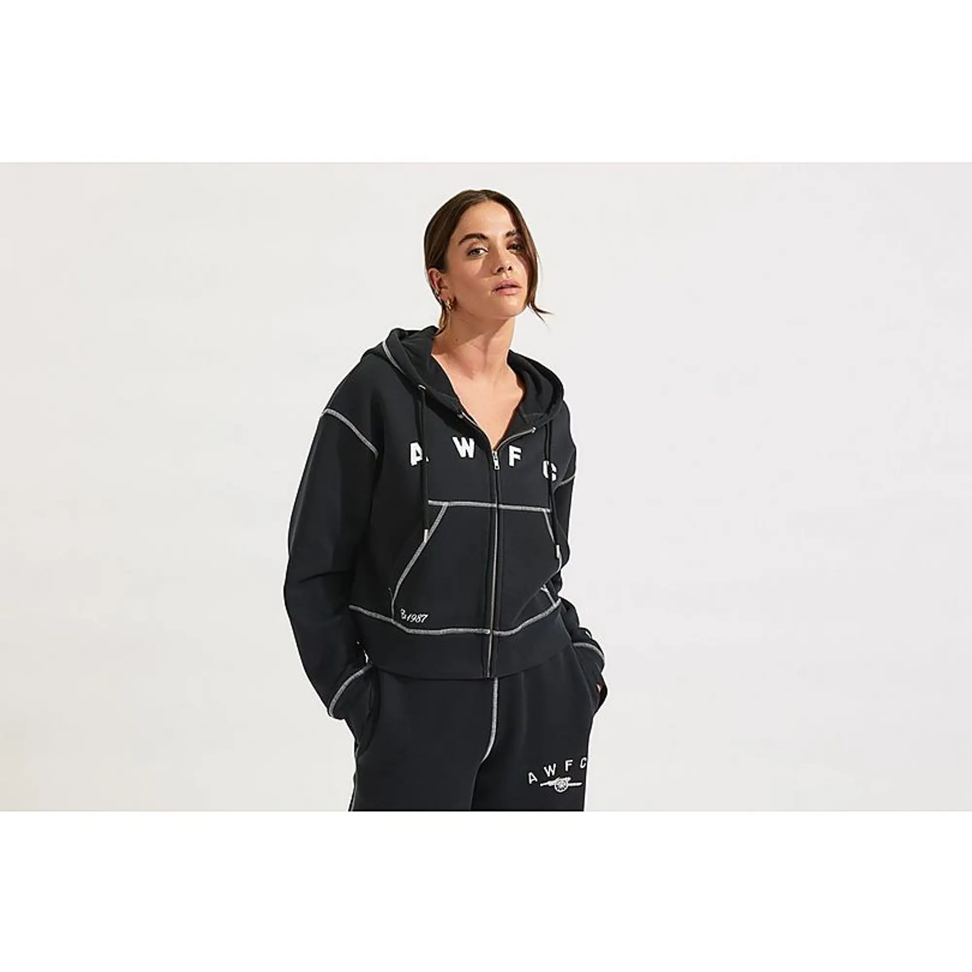 Arsenal AWFC Womens Black Zip Hoodie, Multicolor