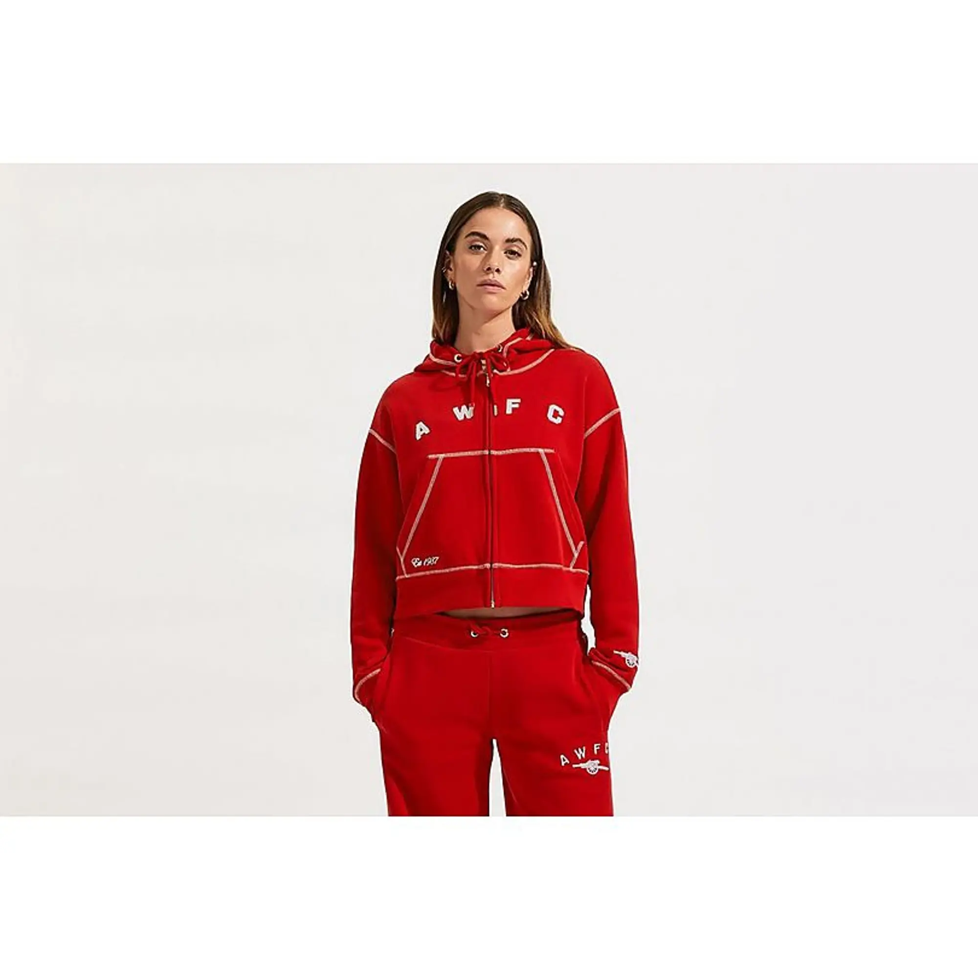 Arsenal AWFC Womens Red Zip Hoodie, Multicolor