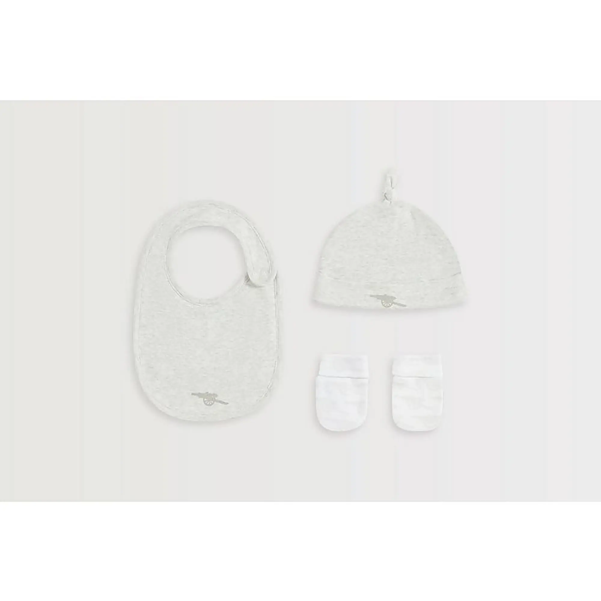 Arsenal Baby Cannon Grey Hat, Bib and Mitt Set, Multicolor