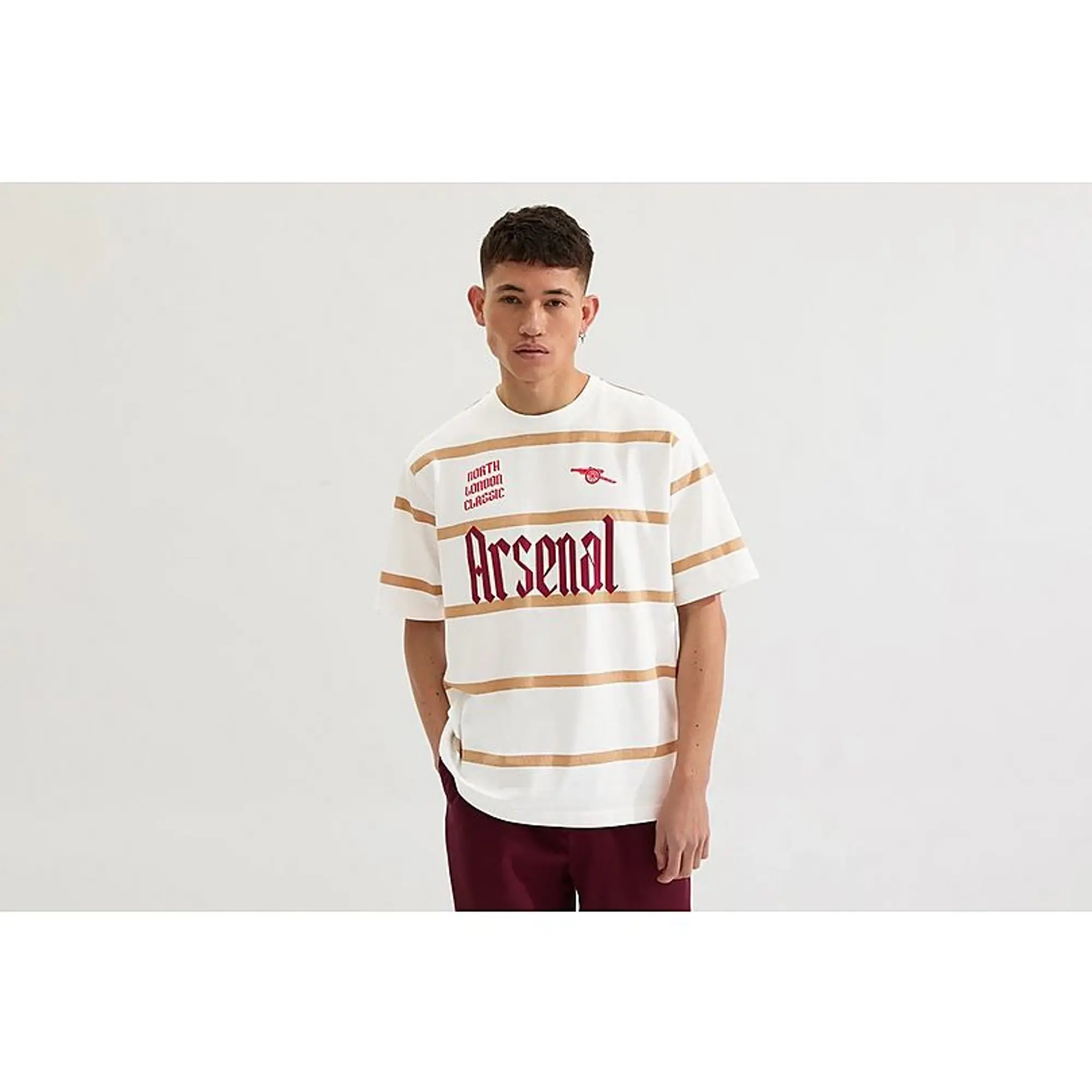 Arsenal North London Classic White Striped T-Shirt, Multicolor