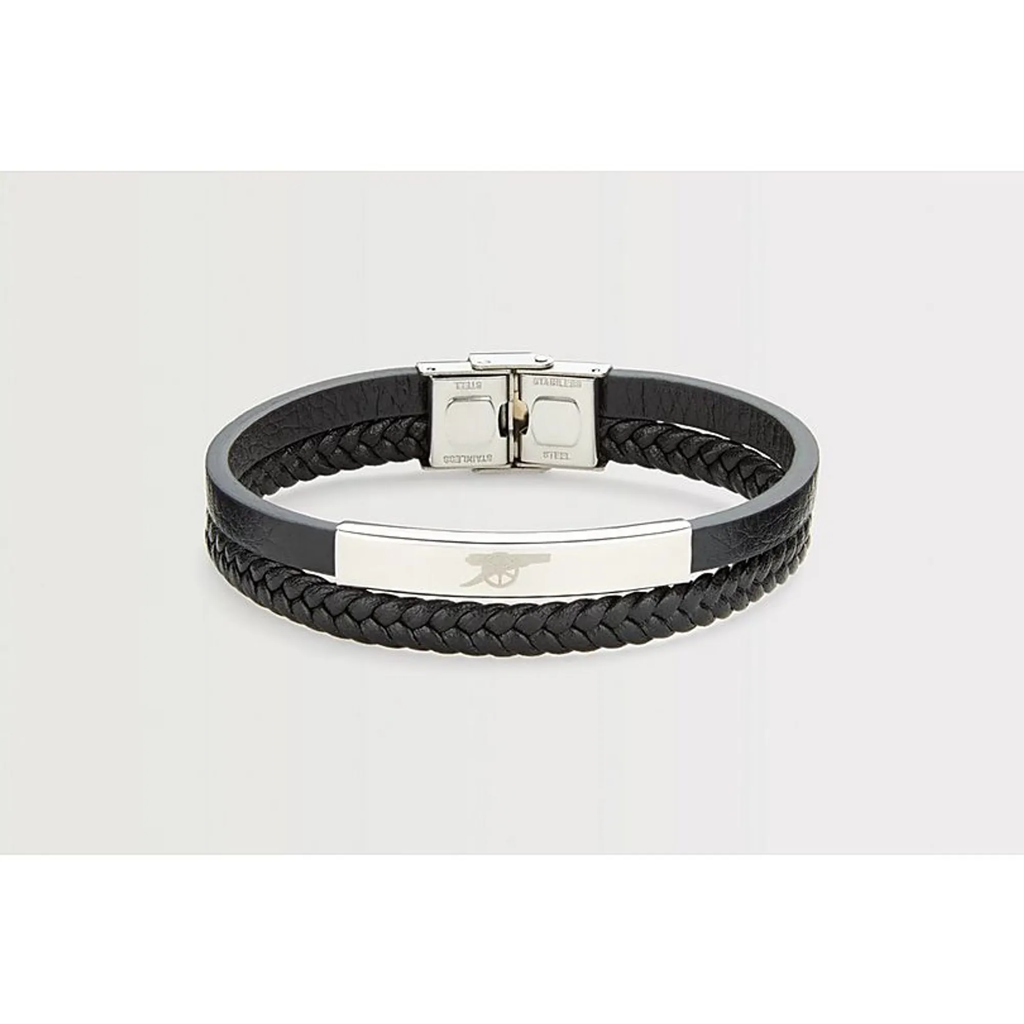Arsenal Black Leather Cannon Crest Wrap Bracelet, Multicolor