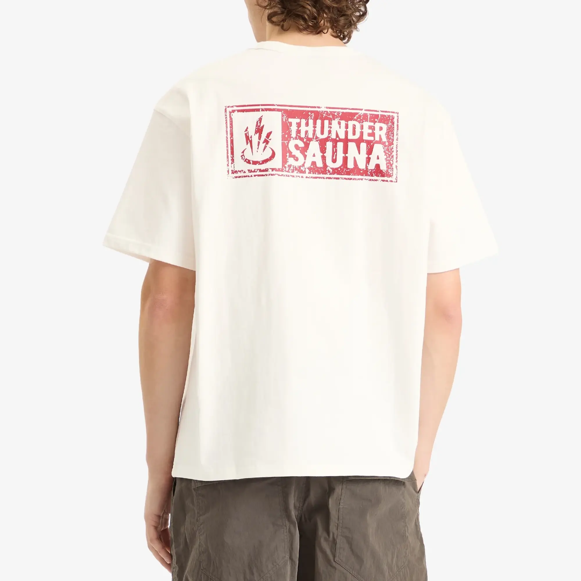FrizmWORKS Men's Thunder Sauna Signboard T-Shirt White